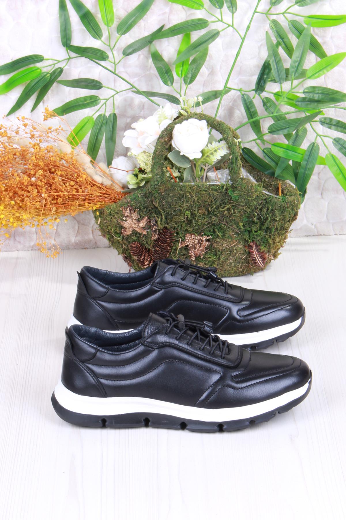 42426 Rahat Hafif Hakiki Deri Lastik Bağcıklı Erkek Ayakkabı - Görsel 3