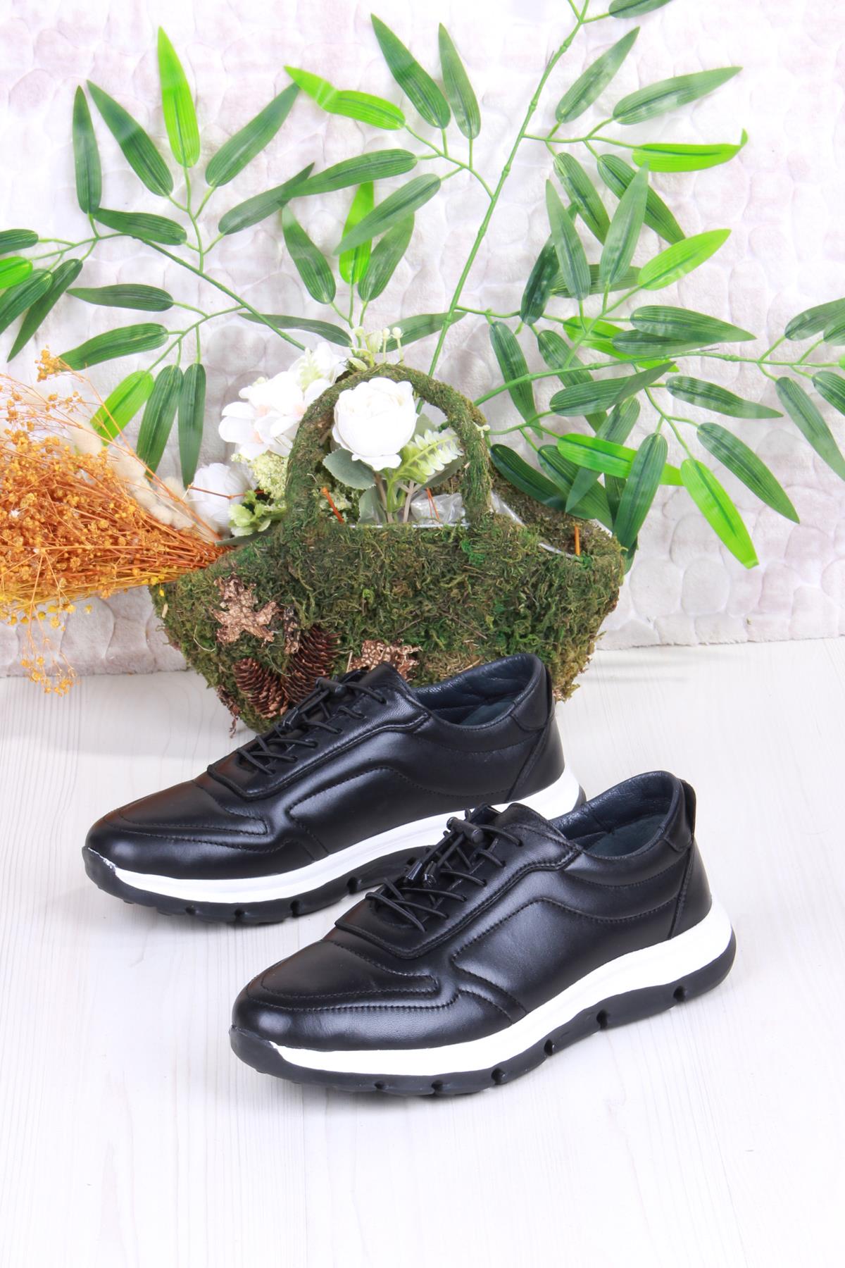 42426 Rahat Hafif Hakiki Deri Lastik Bağcıklı Erkek Ayakkabı - Görsel 4