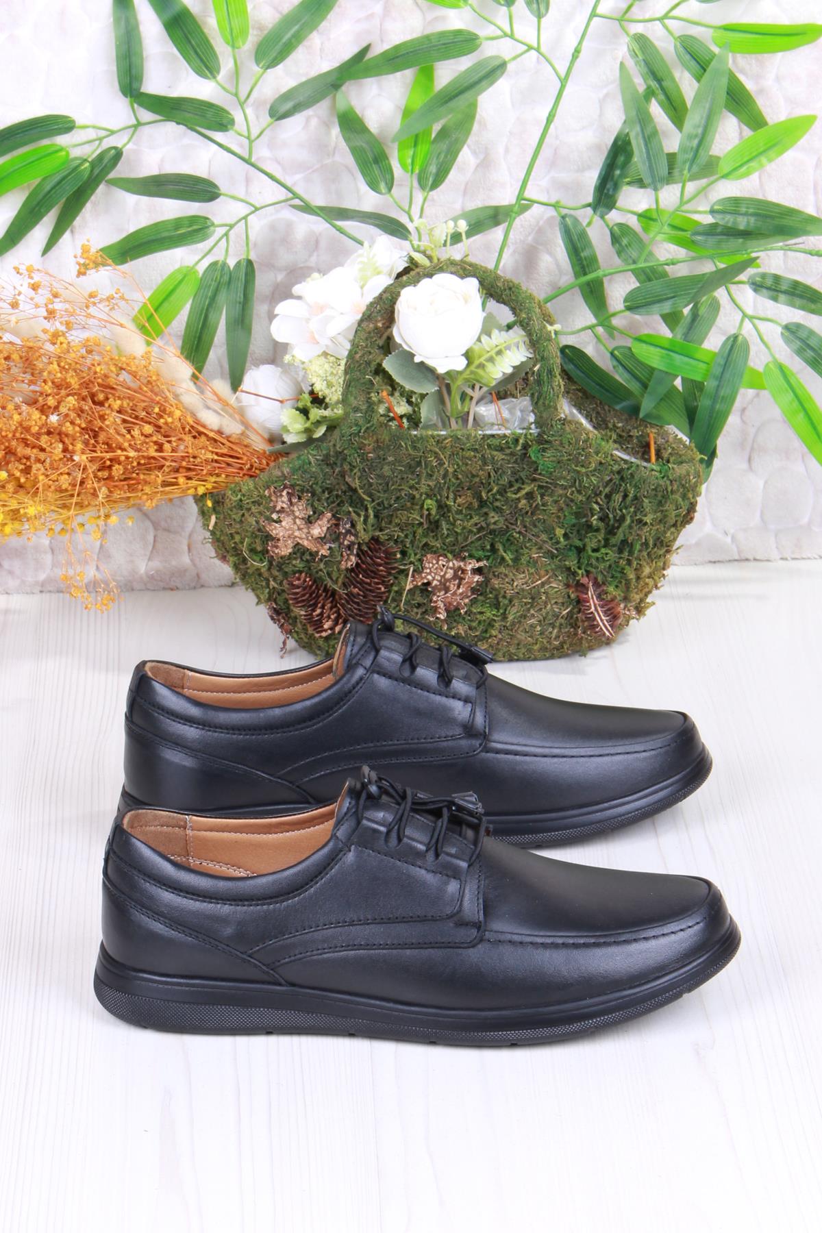 42225 Comfort Rahat Esnek Lastik Bağçıklı Hakiki Deri Erkek Ayakkabı - Görsel 3