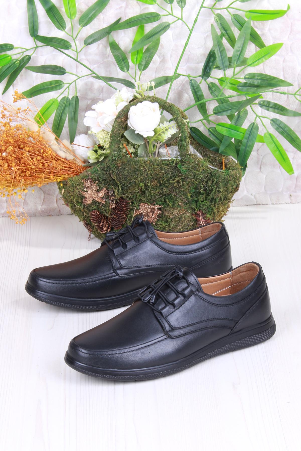 42225 Comfort Rahat Esnek Lastik Bağçıklı Hakiki Deri Erkek Ayakkabı - Görsel 4