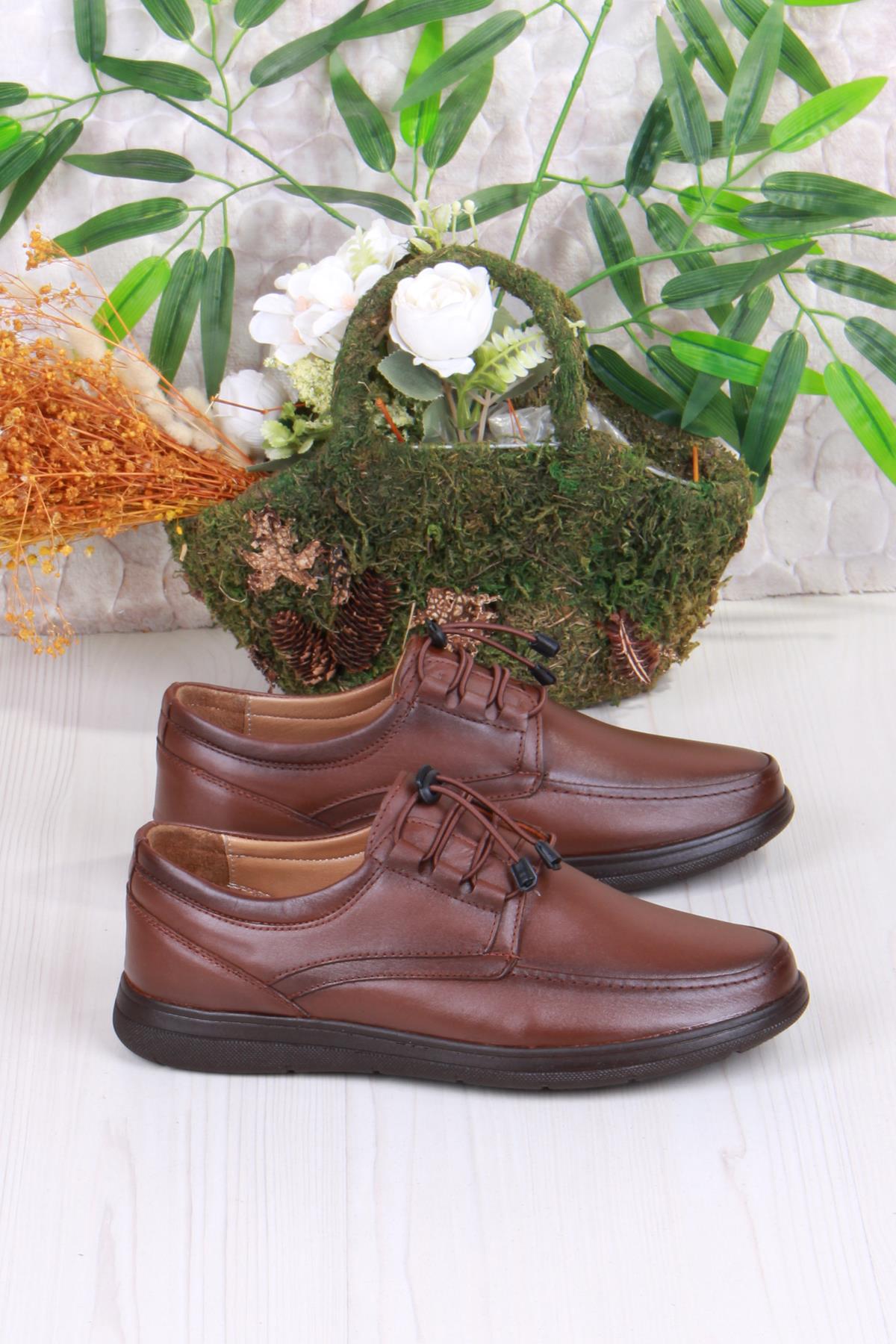 42225 Comfort Rahat Esnek Lastik Bağçıklı Hakiki Deri Erkek Ayakkabı - Görsel 3