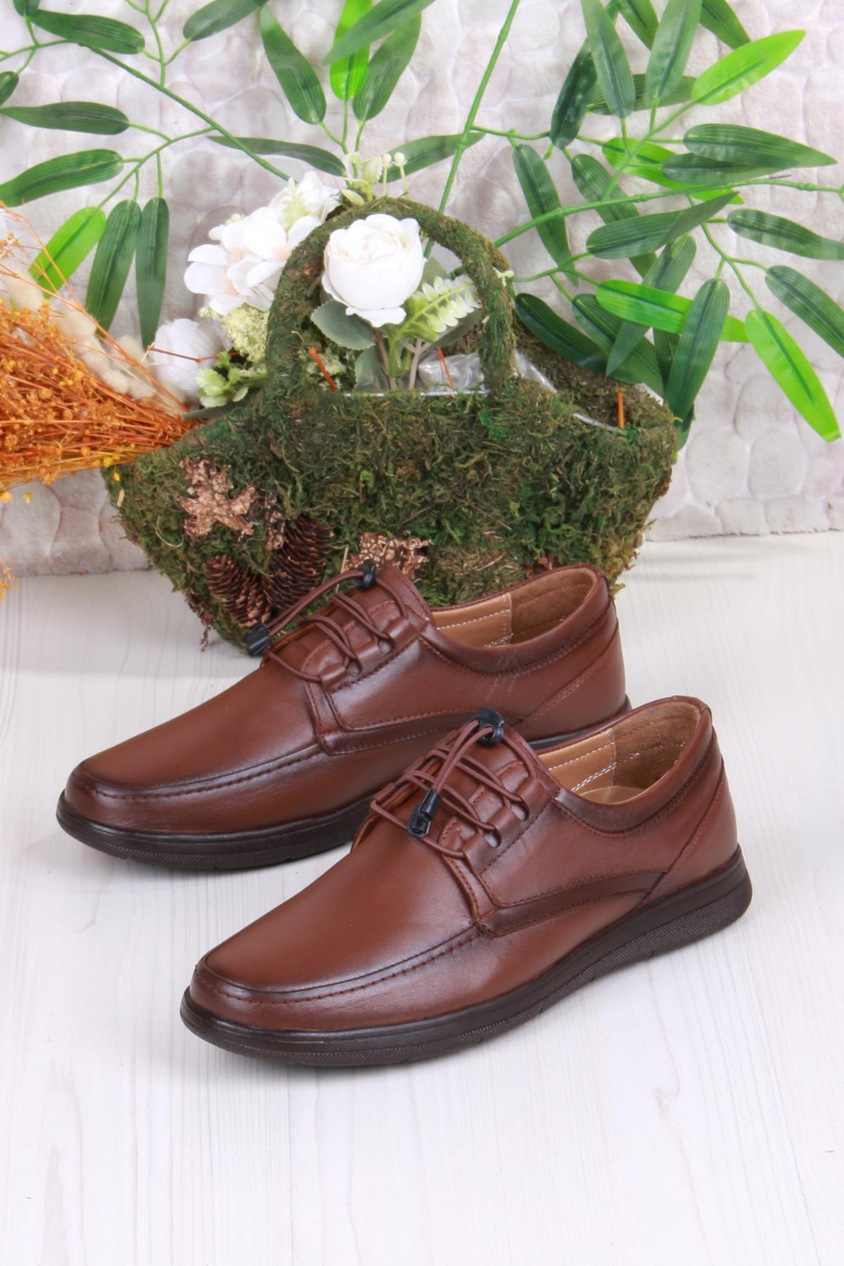 42225 Comfort Rahat Esnek Lastik Bağçıklı Hakiki Deri Erkek Ayakkabı - Görsel 4