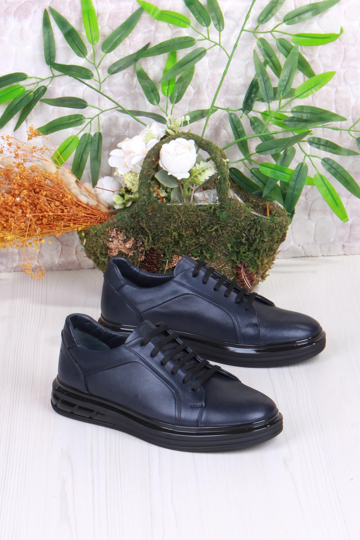 42466 Rahat Hakiki Deri Sneaker Erkek Ayakkabı - Görsel 2