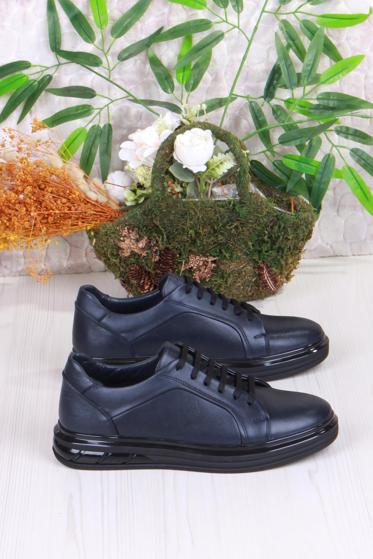 42466 Rahat Hakiki Deri Sneaker Erkek Ayakkabı - Görsel 3