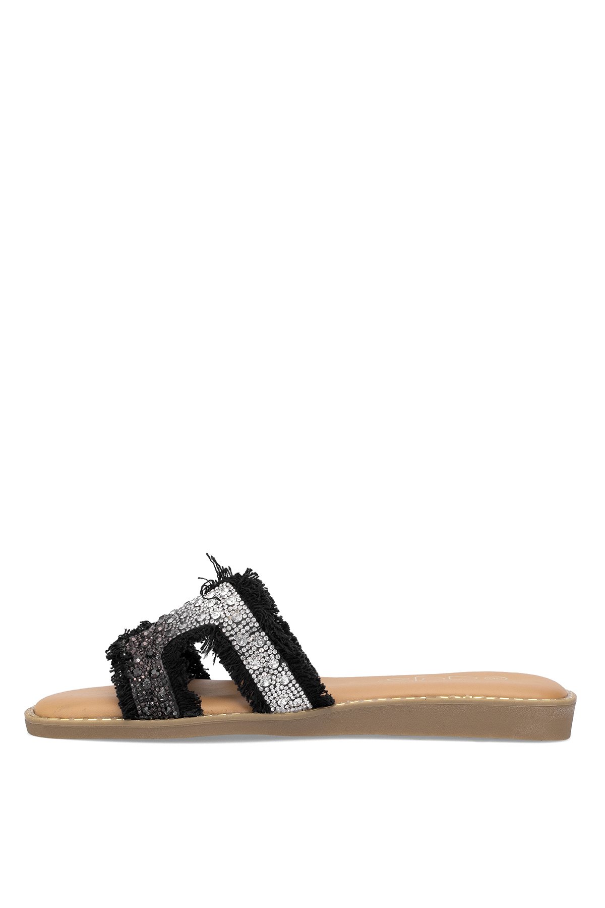 25Y177-1 Kadın Taşlı Düz Terlik Siyah - Görsel 4