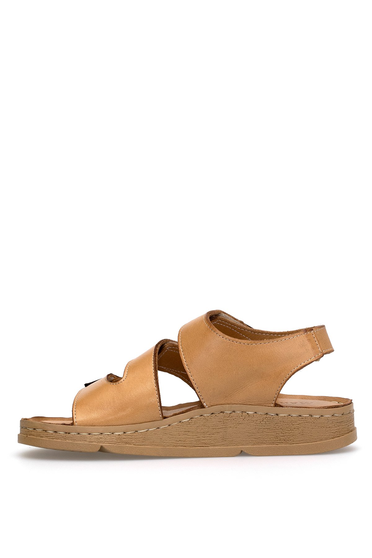 D25YS-2450 Kadın Hakiki Deri Düz Sandalet Taba - Görsel 4