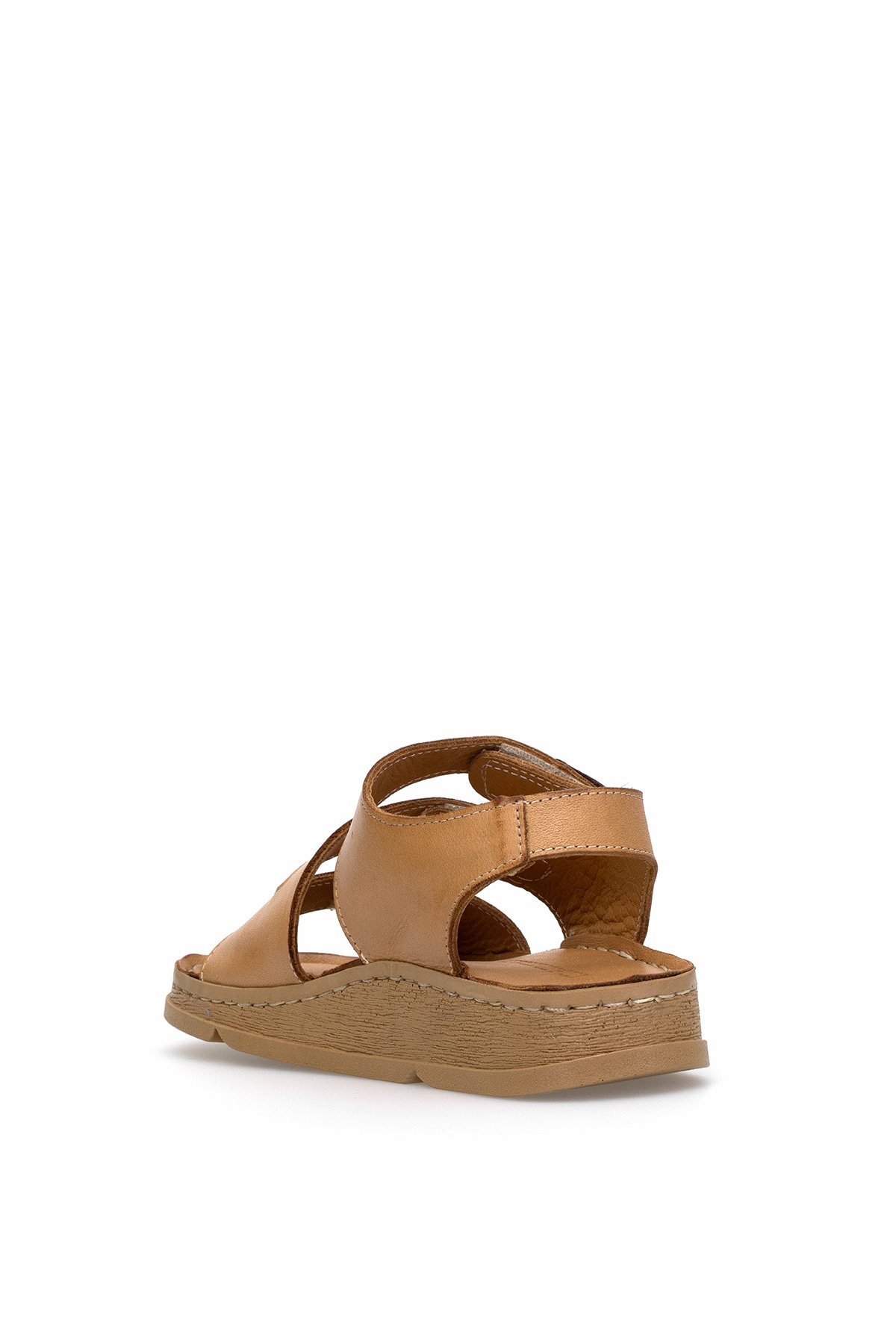 D25YS-2450 Kadın Hakiki Deri Düz Sandalet Taba - Görsel 5