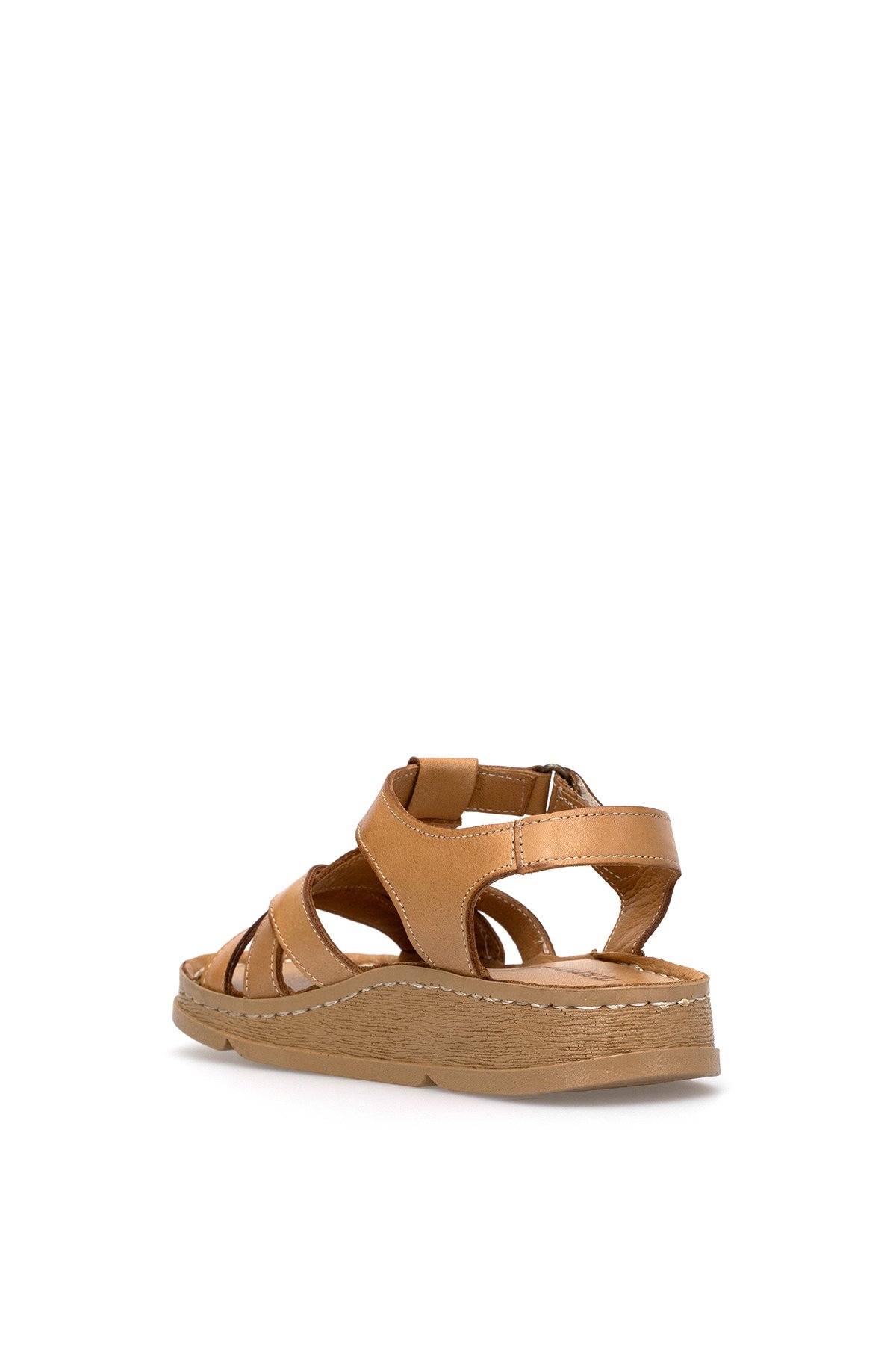 D25YS-2440 Kadın Hakiki Deri Düz Sandalet Taba - Görsel 5