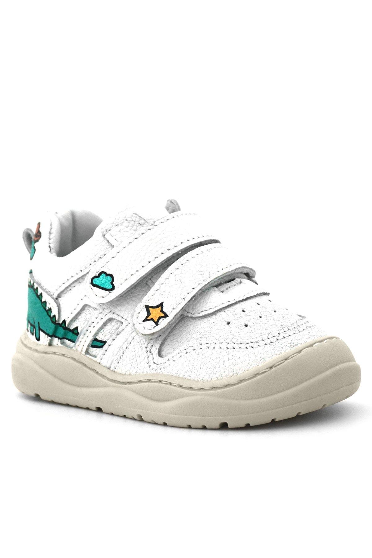 Tbons Özel Tasarım Schaggy Hakiki Deri Beyaz Bebek Spor Ayakkabı - Görsel 4