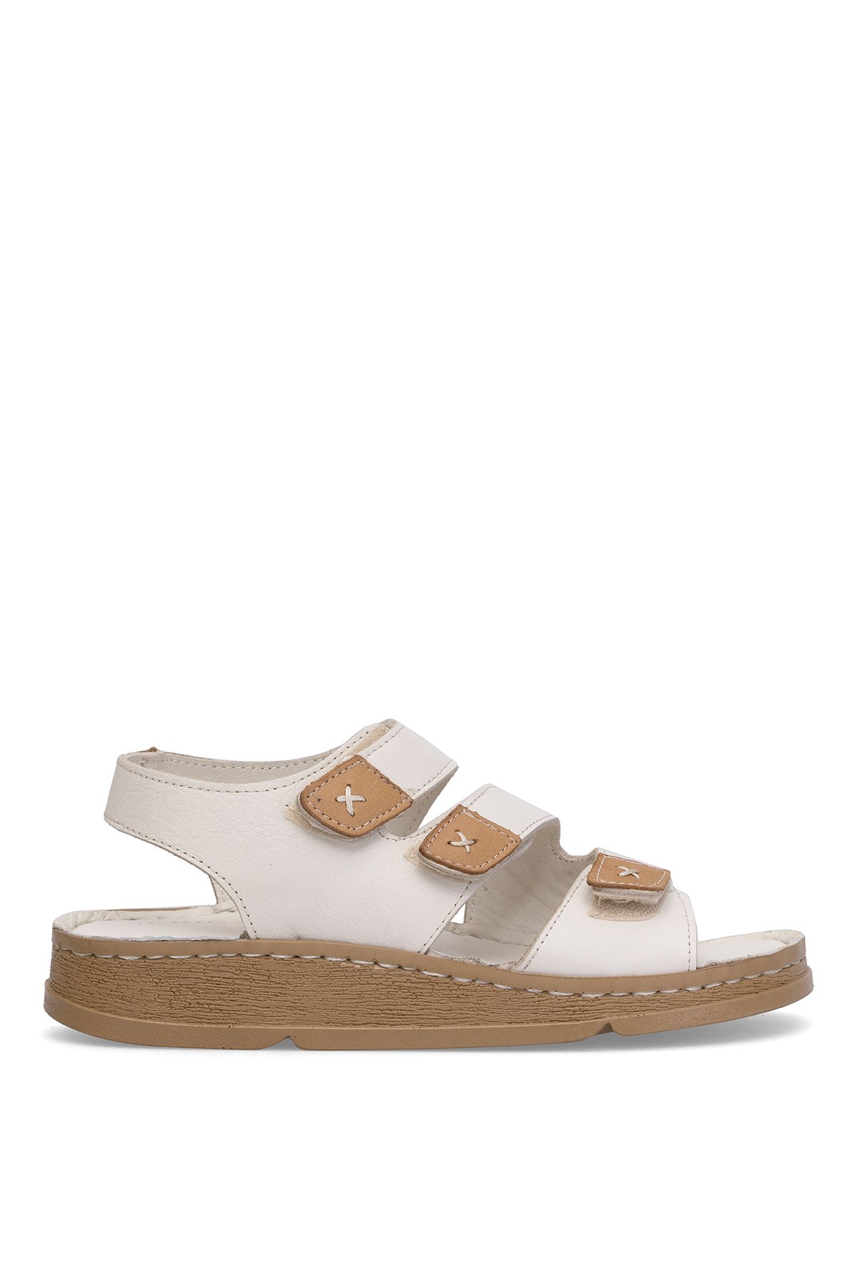 D25YS-2450 Kadın Hakiki Deri Düz Sandalet Kemik - Görsel 2