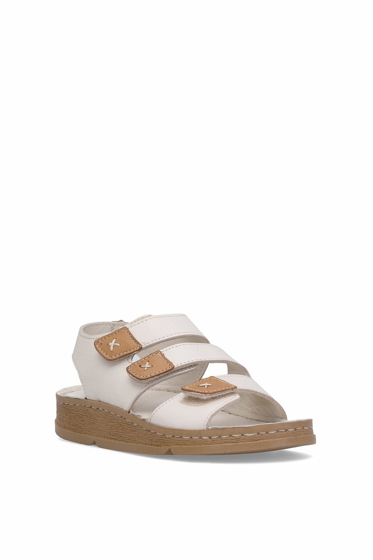 D25YS-2450 Kadın Hakiki Deri Düz Sandalet Kemik - Görsel 3