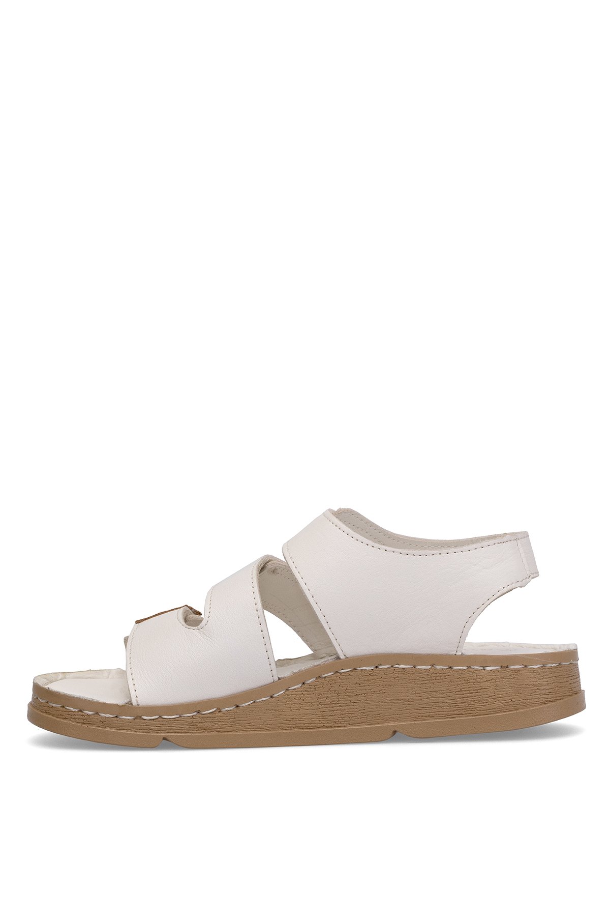D25YS-2450 Kadın Hakiki Deri Düz Sandalet Kemik - Görsel 4