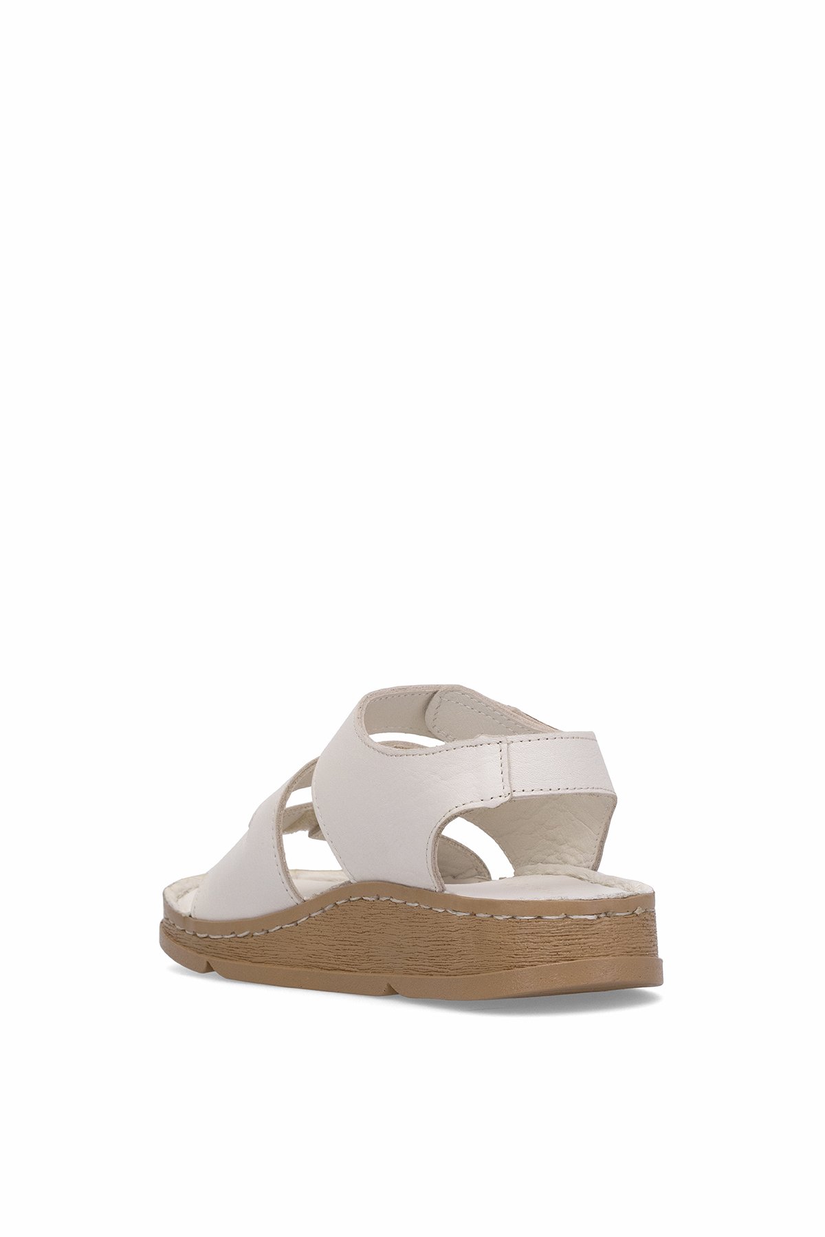 D25YS-2450 Kadın Hakiki Deri Düz Sandalet Kemik - Görsel 5