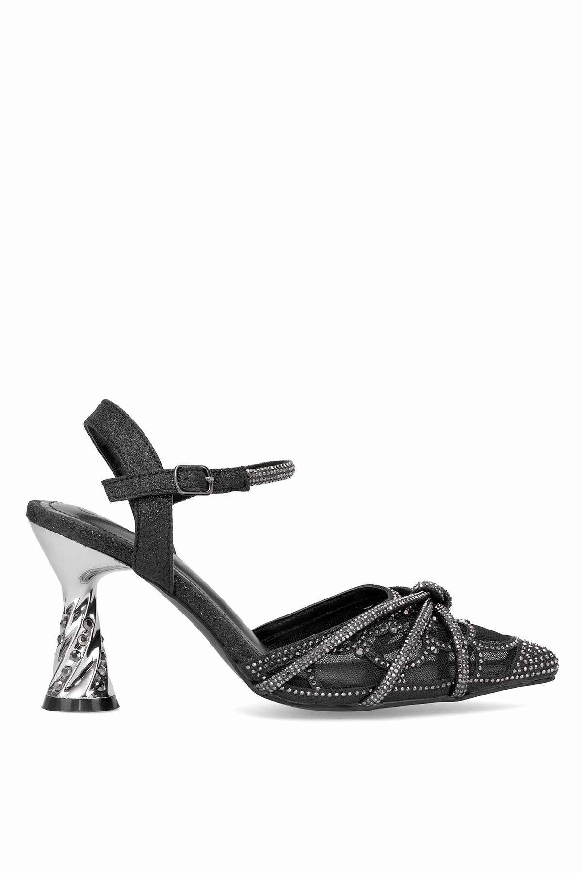 25Y125-1 Kadın Taşlı Abiye Ayakkabı Siyah - Görsel 2