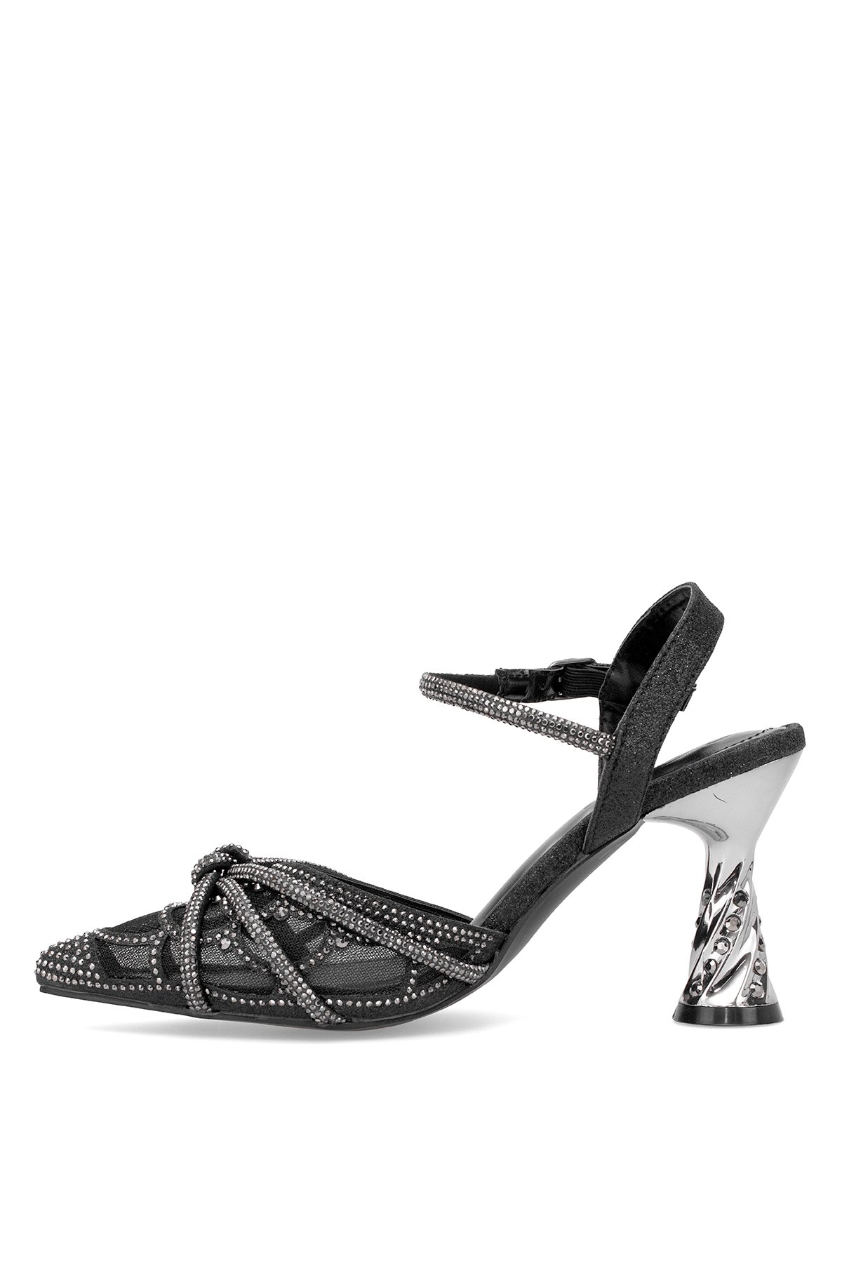 25Y125-1 Kadın Taşlı Abiye Ayakkabı Siyah - Görsel 4