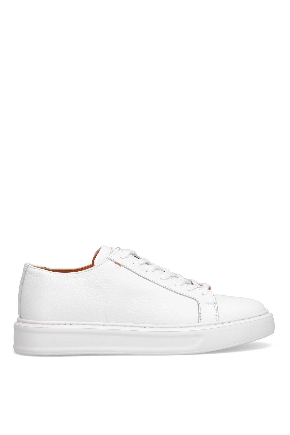 152-17494 Erkek Hakiki Deri Klasik Sneaker Beyaz - Görsel 2