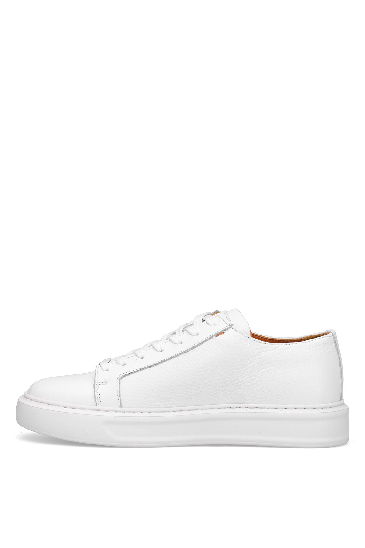 152-17494 Erkek Hakiki Deri Klasik Sneaker Beyaz - Görsel 4