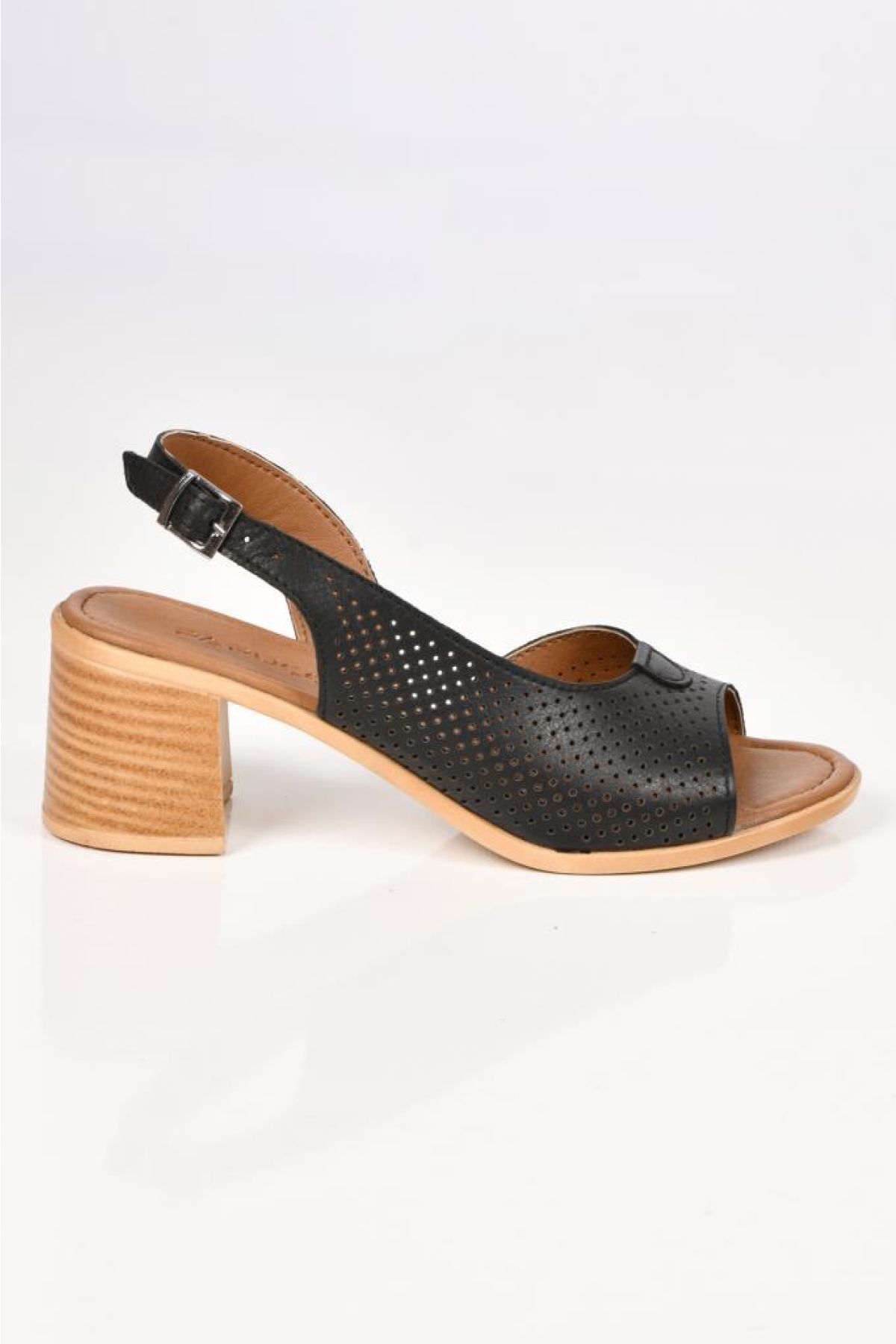 02189 5 Cm Topuklu Kadın Deri Sandalet Ayakkabı - Görsel 4