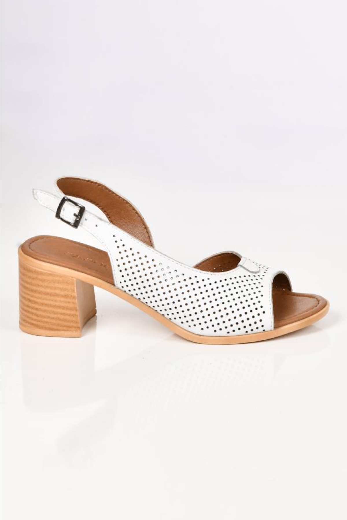 02189 5 Cm Topuklu Kadın Deri Sandalet Ayakkabı - Görsel 5