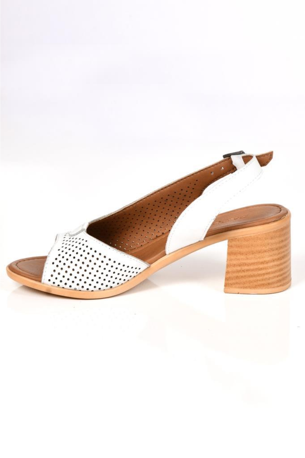 02189 5 Cm Topuklu Kadın Deri Sandalet Ayakkabı - Görsel 6