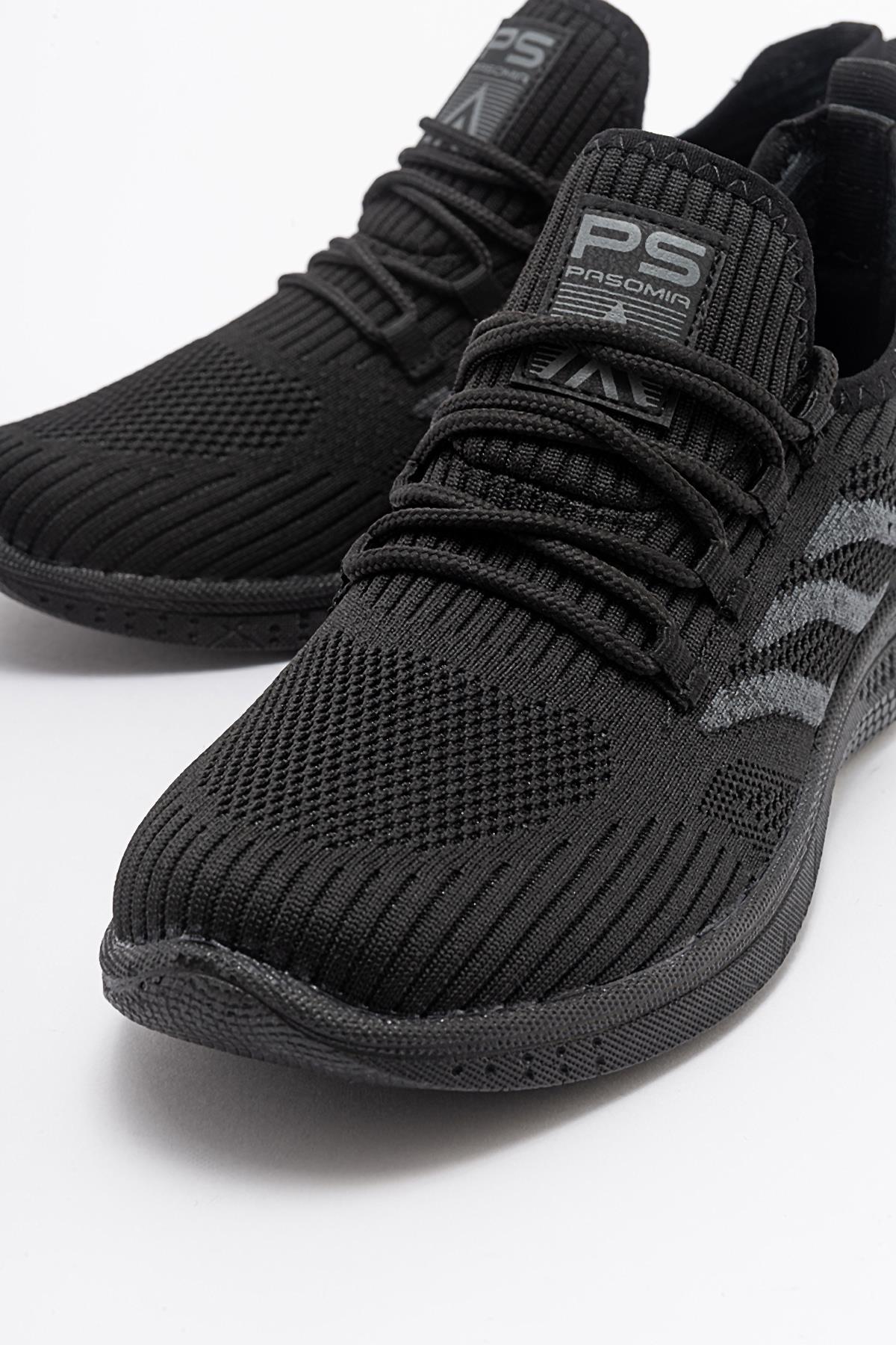 Erkek Triko Spor Ayakkabı SİYAH SİYAH - Görsel 4