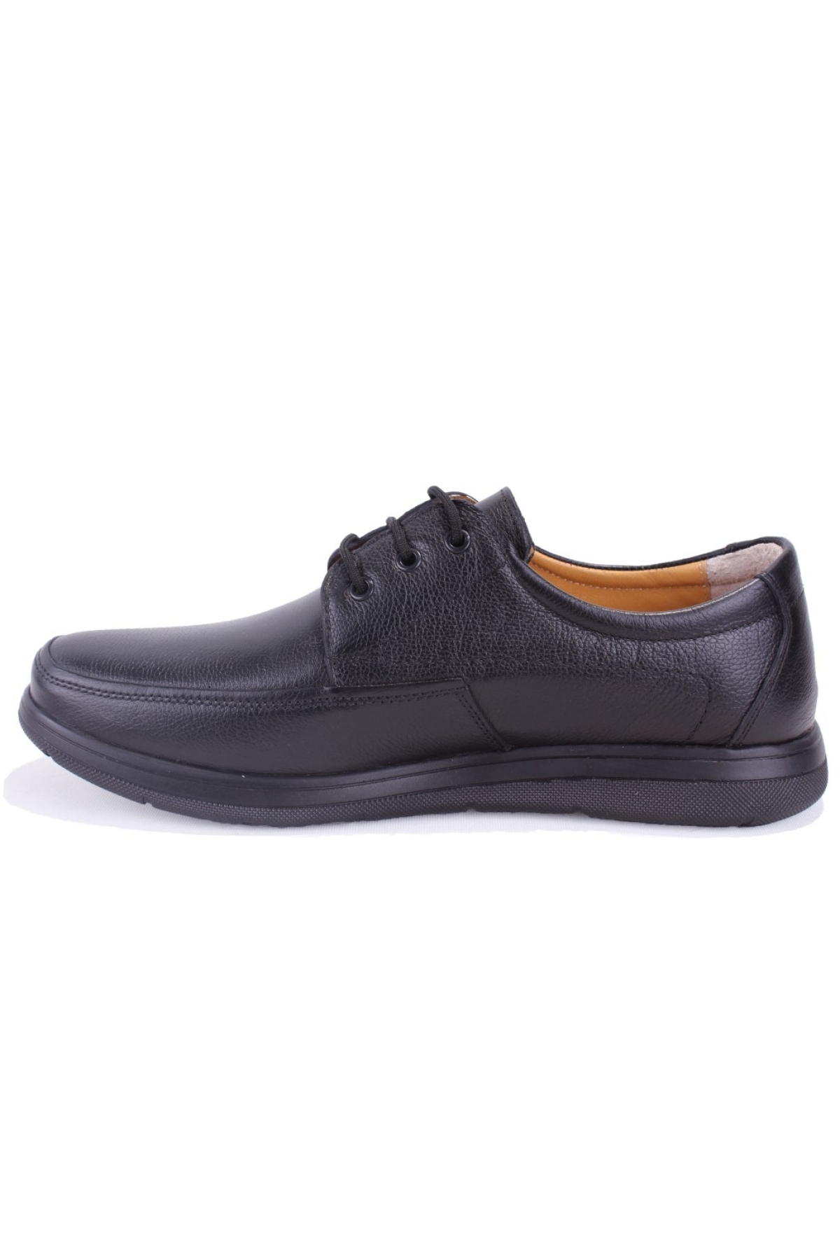 DMA08-433 Siyah Ortopedik Poliüretan Taban Günlük Bağcıklı Erkek Deri Ayakkabı - Görsel 4