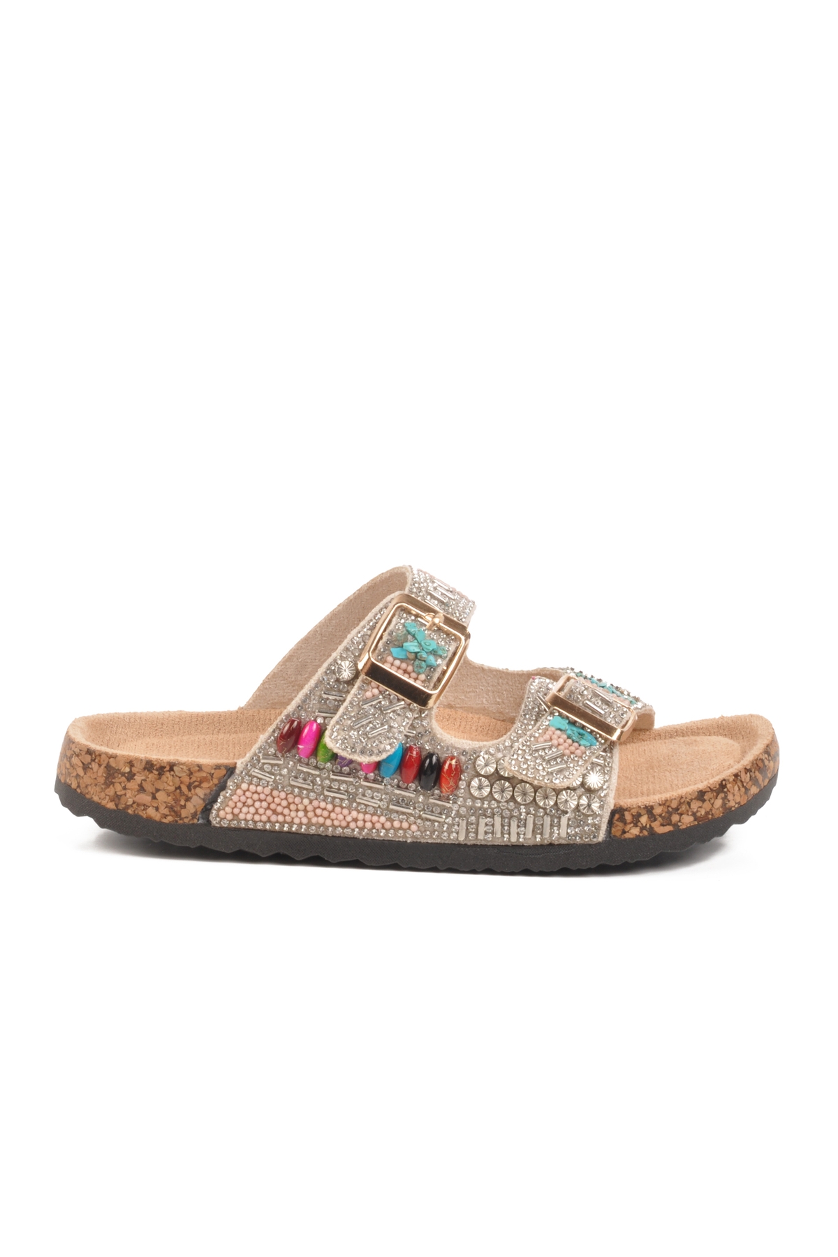 Gümüş Taş İşlemeli Kız Çocuk Terlik 25Y106-6 F - Görsel 2