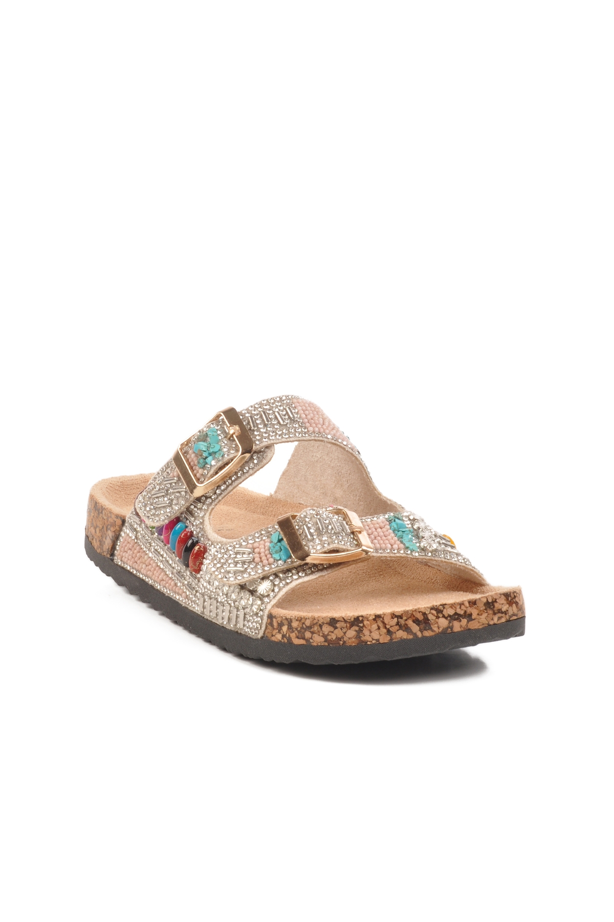 Gümüş Taş İşlemeli Kız Çocuk Terlik 25Y106-6 F - Görsel 4