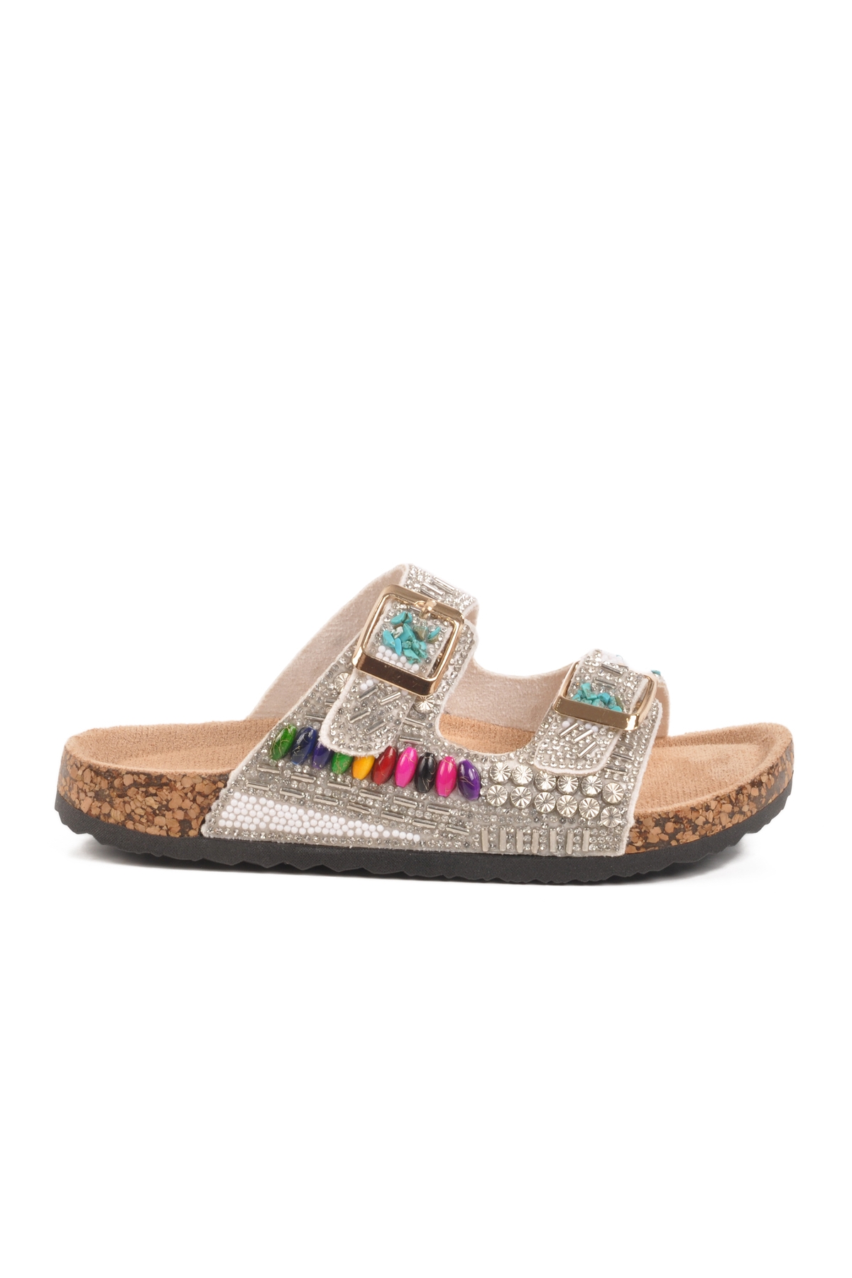 Beyaz Taş İşlemeli Kız Çocuk Terlik 25Y106-6 F - Görsel 2