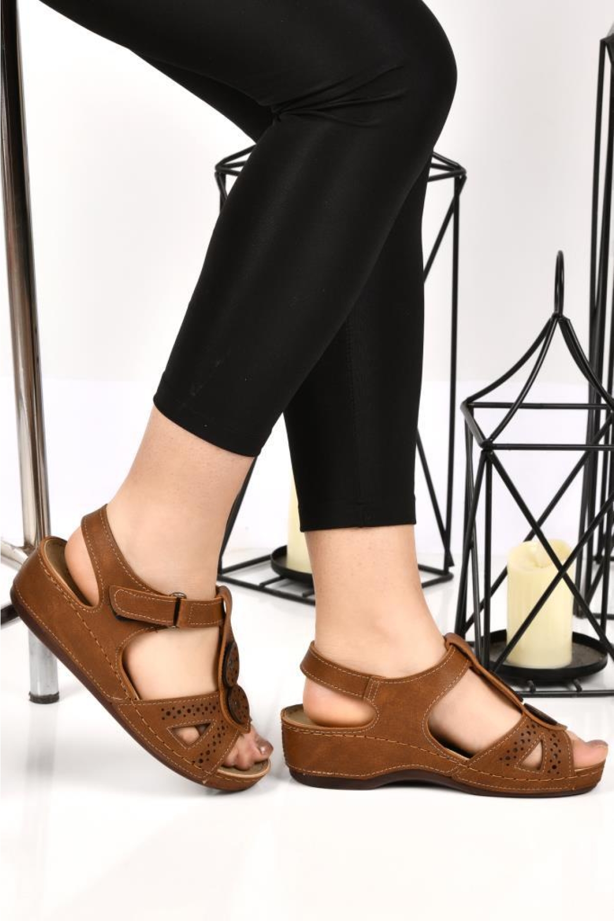 09-268 Orto pedik Kadın Günlük Sandalet - Görsel 2