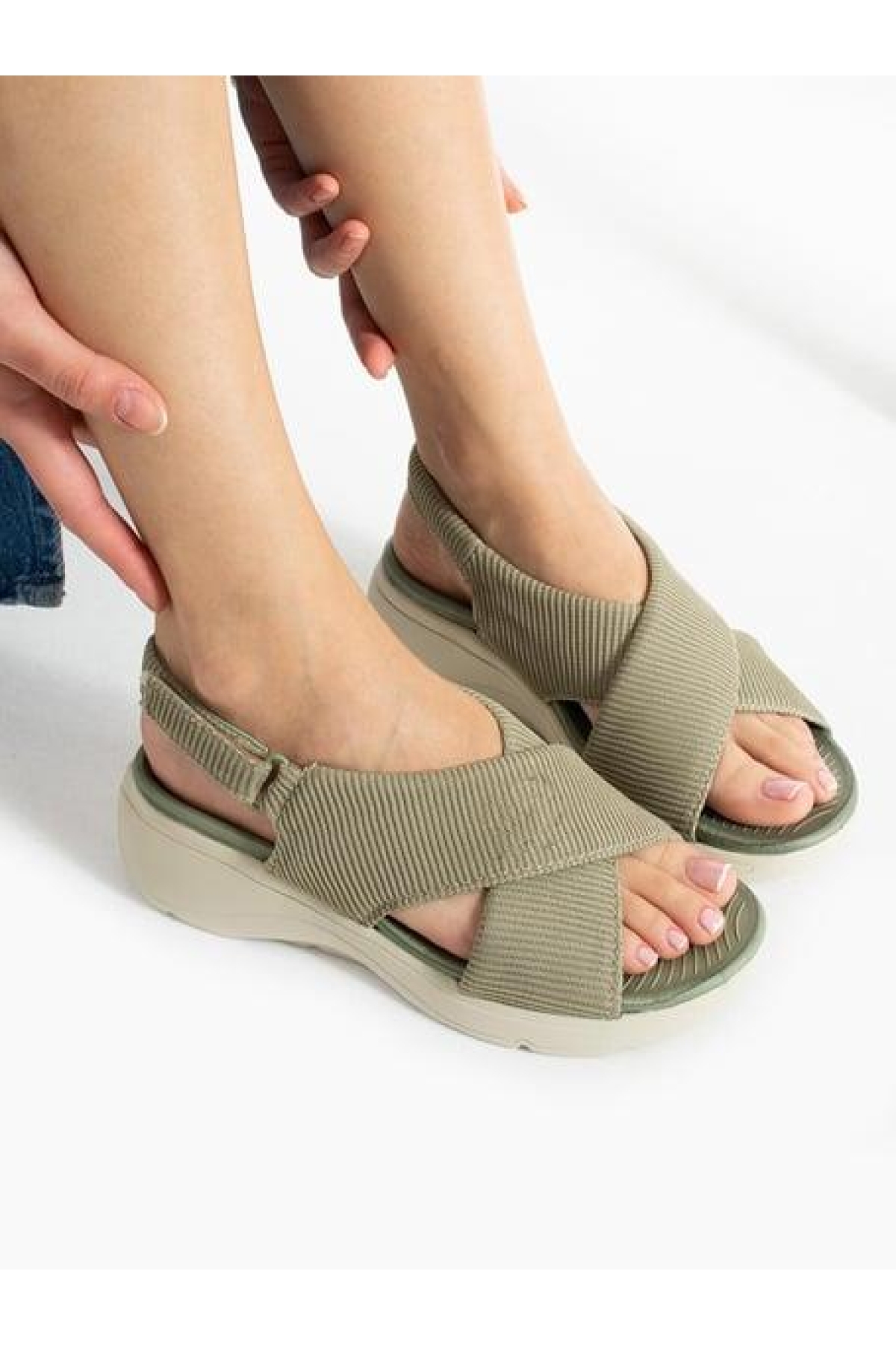 02790 Orto Pedik Günlük Kadın Triko Sandalet - Görsel 6