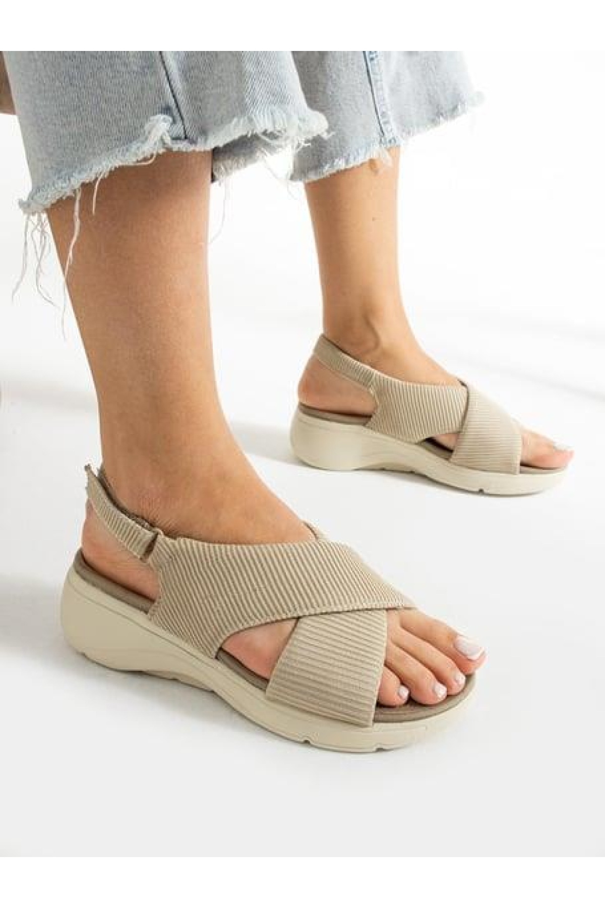 02790 Orto Pedik Günlük Kadın Triko Sandalet - Görsel 2