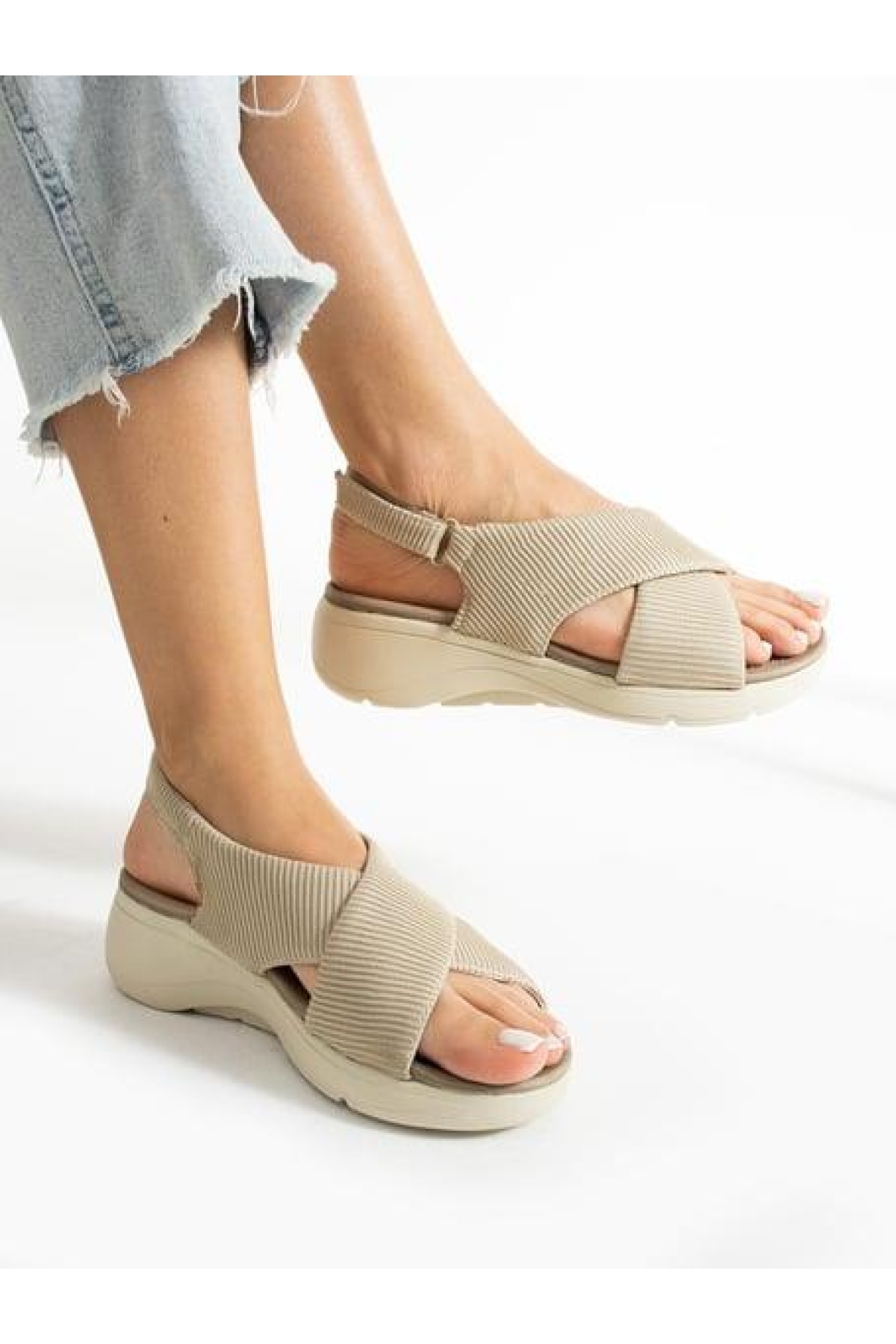 02790 Orto Pedik Günlük Kadın Triko Sandalet - Görsel 4