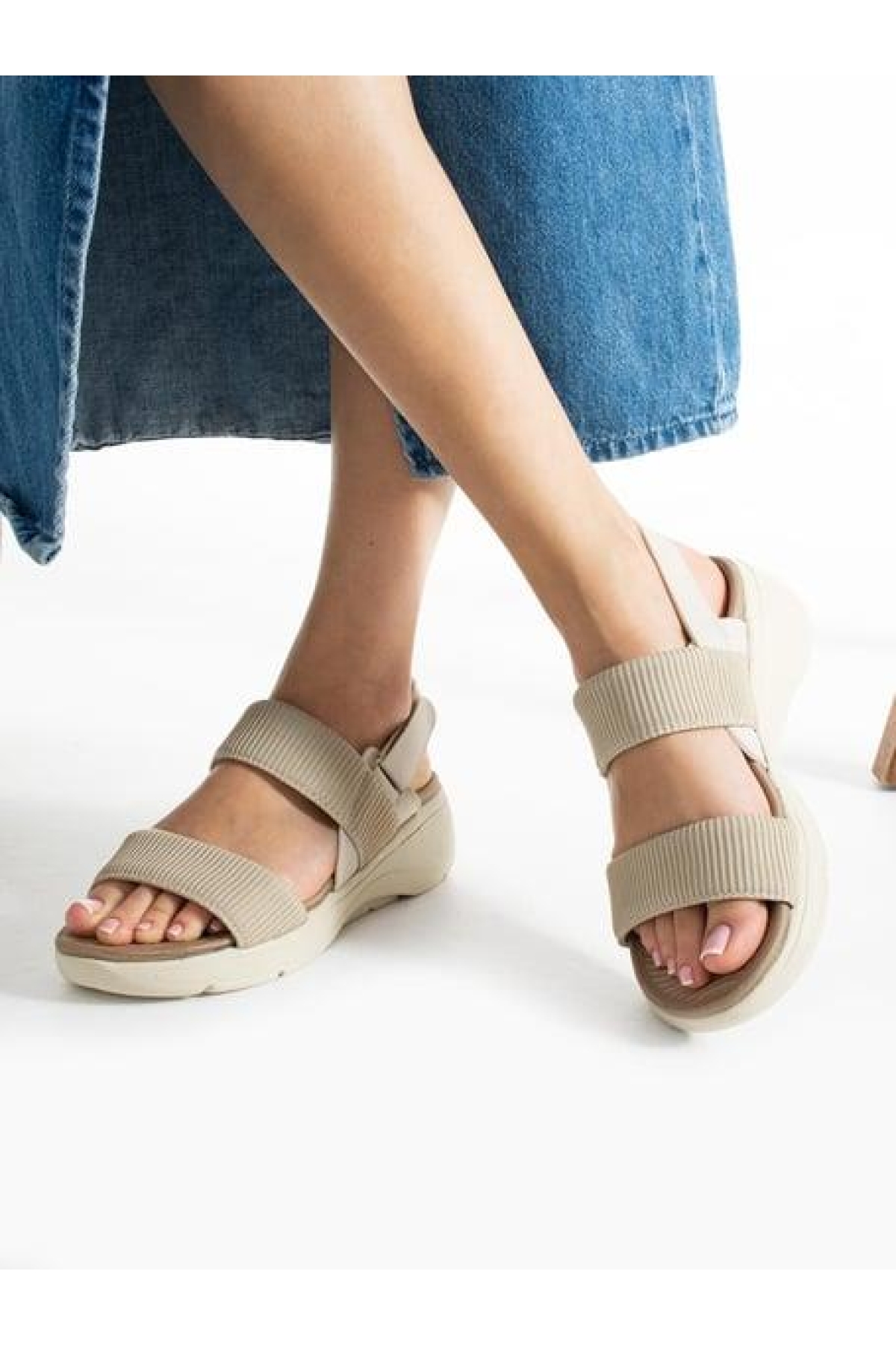 02791 Orto Pedik Günlük Kadın Triko Sandalet - Görsel 2