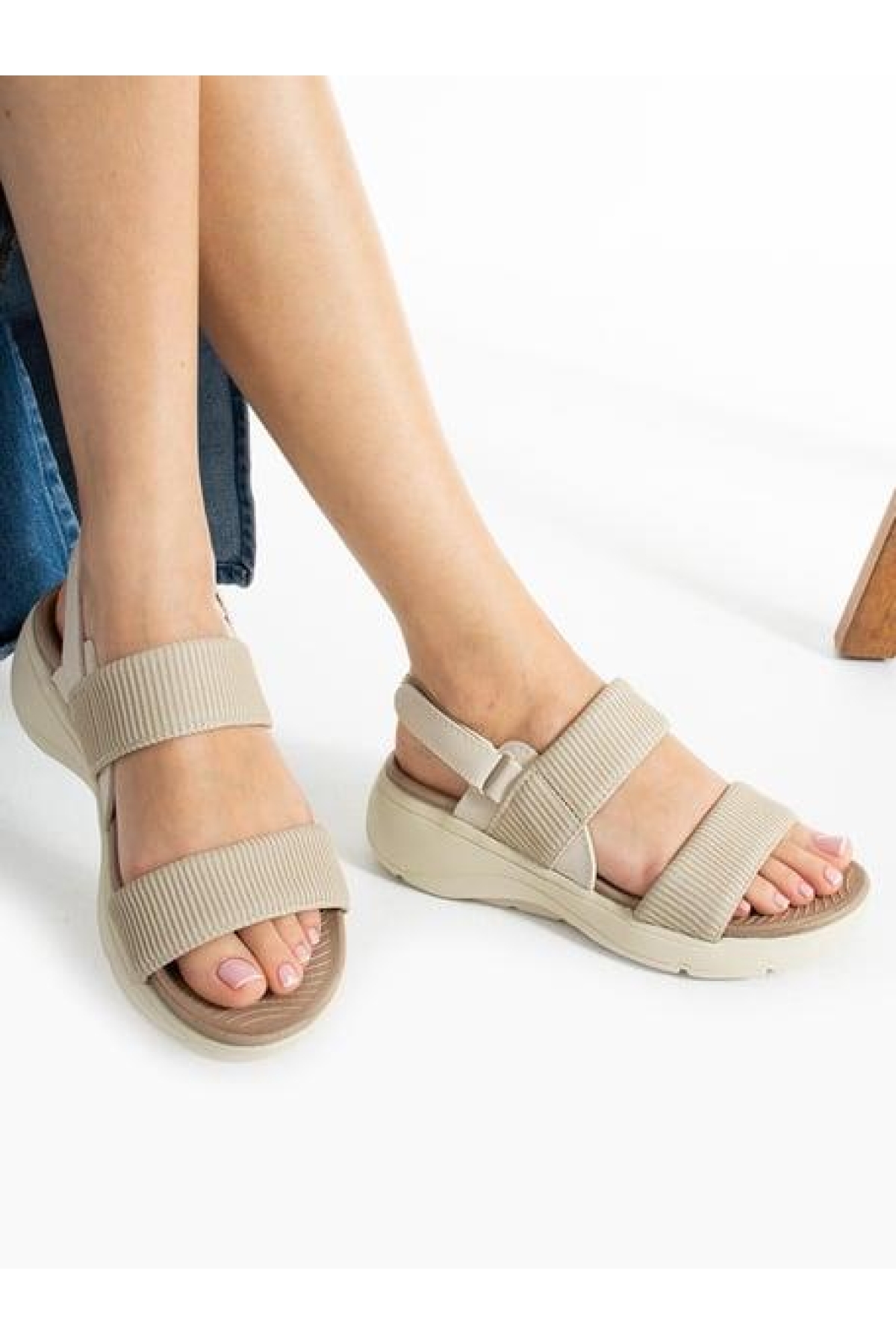 02791 Orto Pedik Günlük Kadın Triko Sandalet - Görsel 3