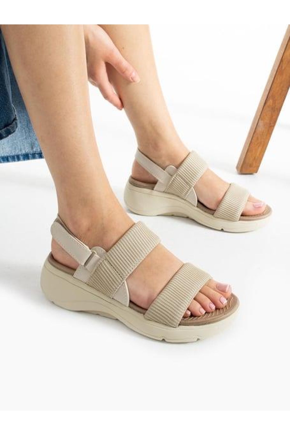 02791 Orto Pedik Günlük Kadın Triko Sandalet - Görsel 4