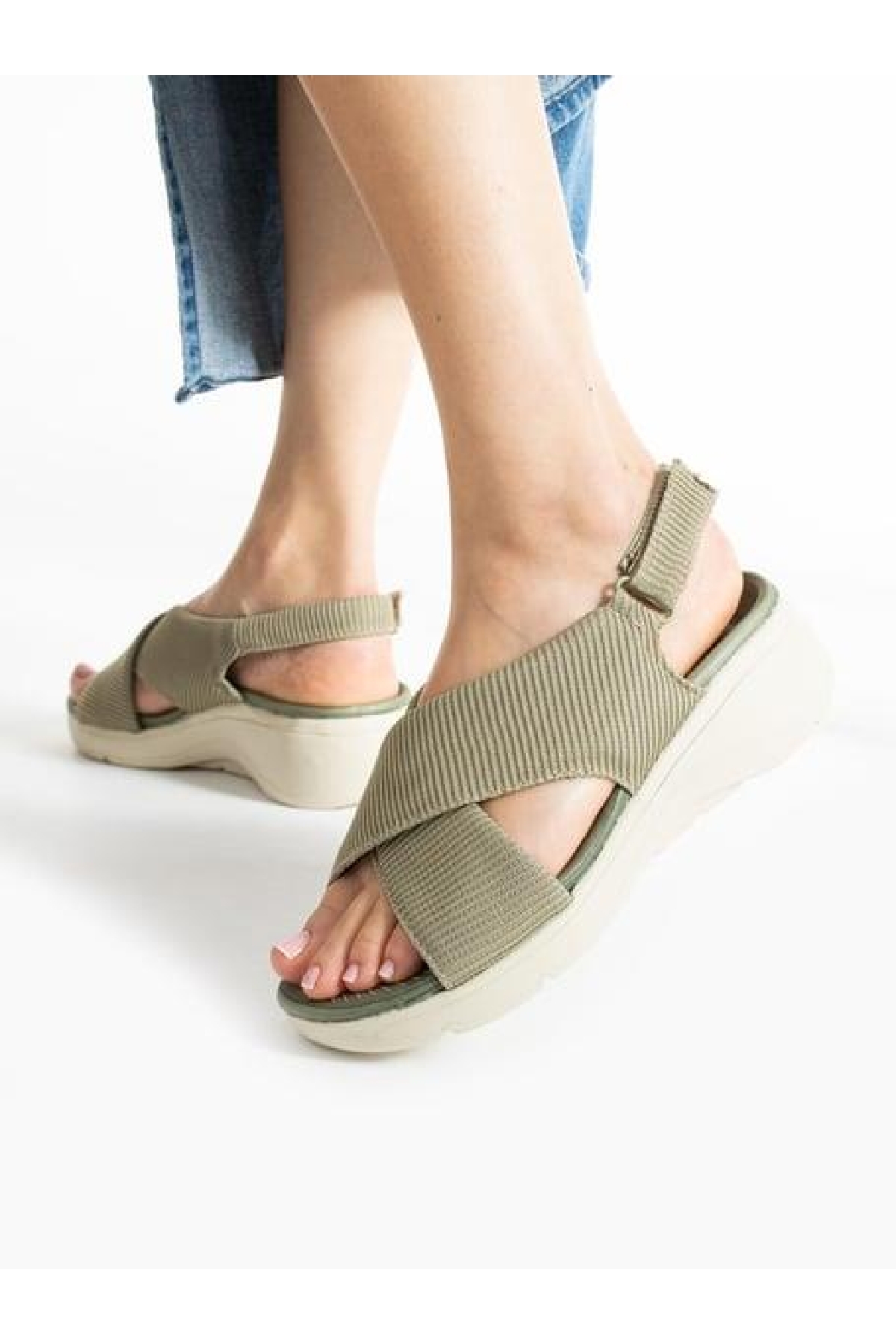 02790 Orto Pedik Günlük Kadın Triko Sandalet - Görsel 2