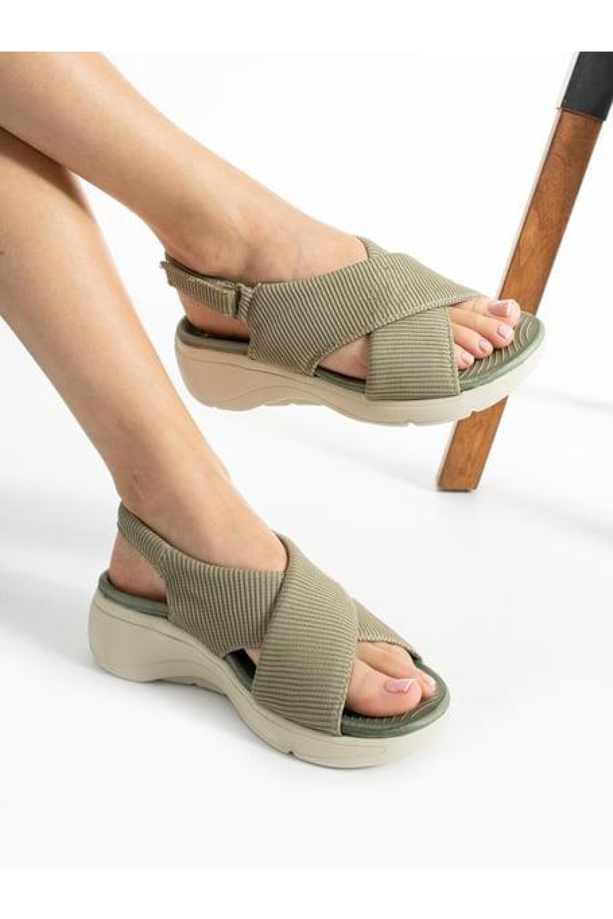 02790 Orto Pedik Günlük Kadın Triko Sandalet - Görsel 3