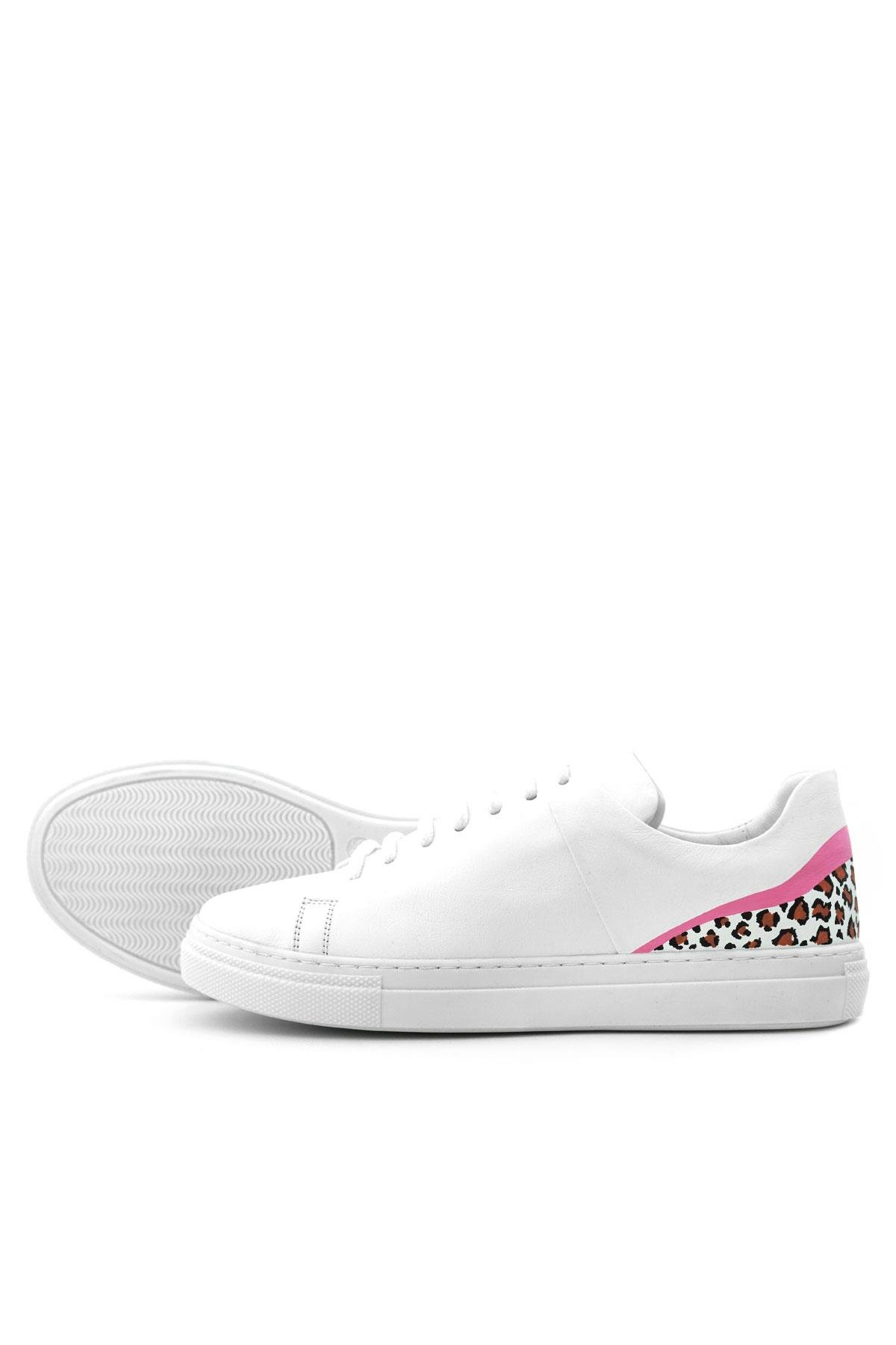 Tbons Özel Tasarım Beyaz Hakiki Deri Kadın Bağcıklı Sneaker Ayakkabı - Görsel 7