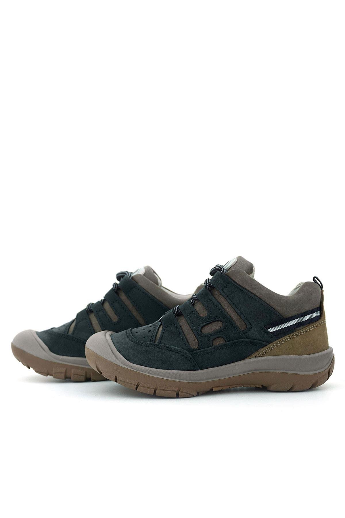 Hakiki Deri Koyu Yeşil Kum Bağcıklı Çocuk Outdoor Ayakkabı - Görsel 6
