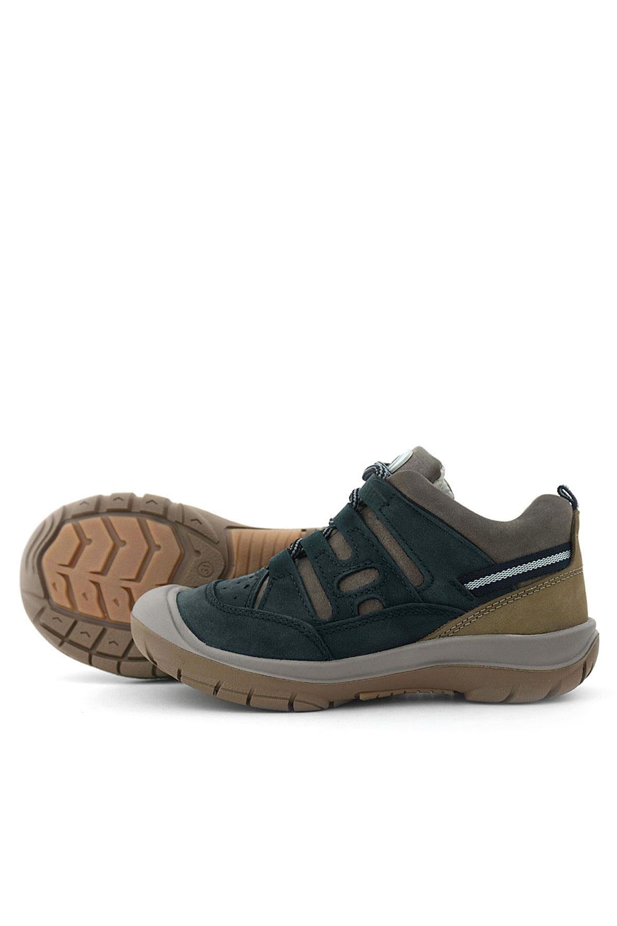 Hakiki Deri Koyu Yeşil Kum Bağcıklı Çocuk Outdoor Ayakkabı - Görsel 7
