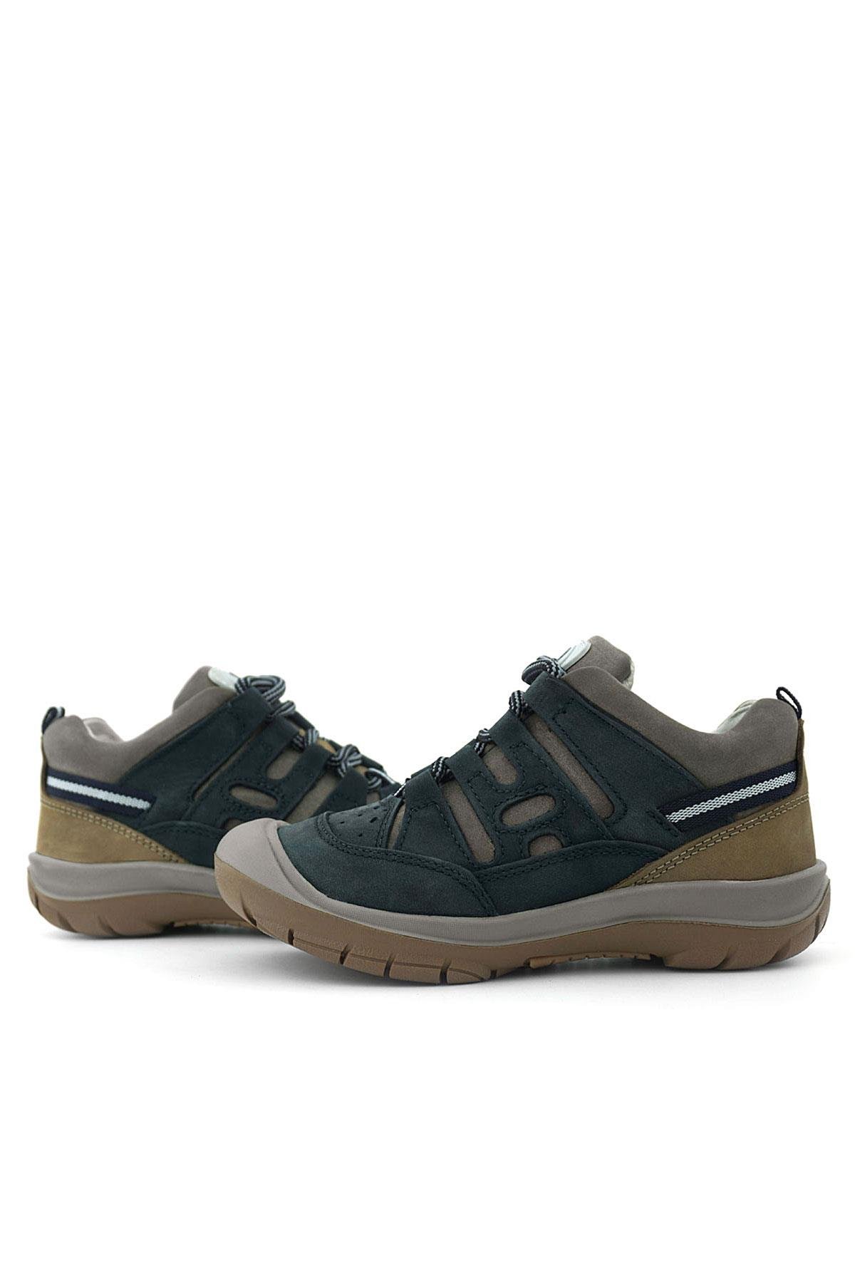 Hakiki Deri Koyu Yeşil Kum Bağcıklı Çocuk Outdoor Ayakkabı - Görsel 8