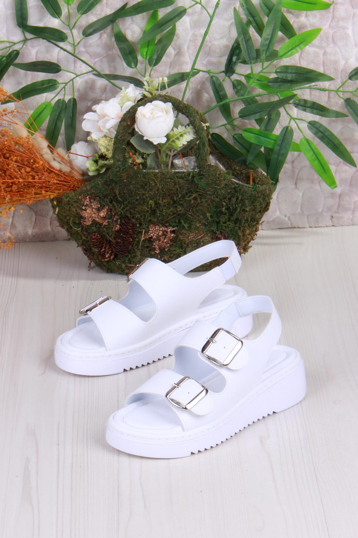 35602 Fancy Anatomik Rahat İki Tokalı Kadın Sandalet - Görsel 5