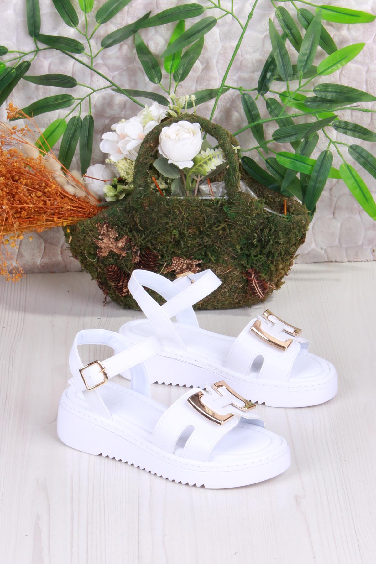 35611 Fancy Anatomik Rahat Toka Detaylı Kadın Sandalet - Görsel 4