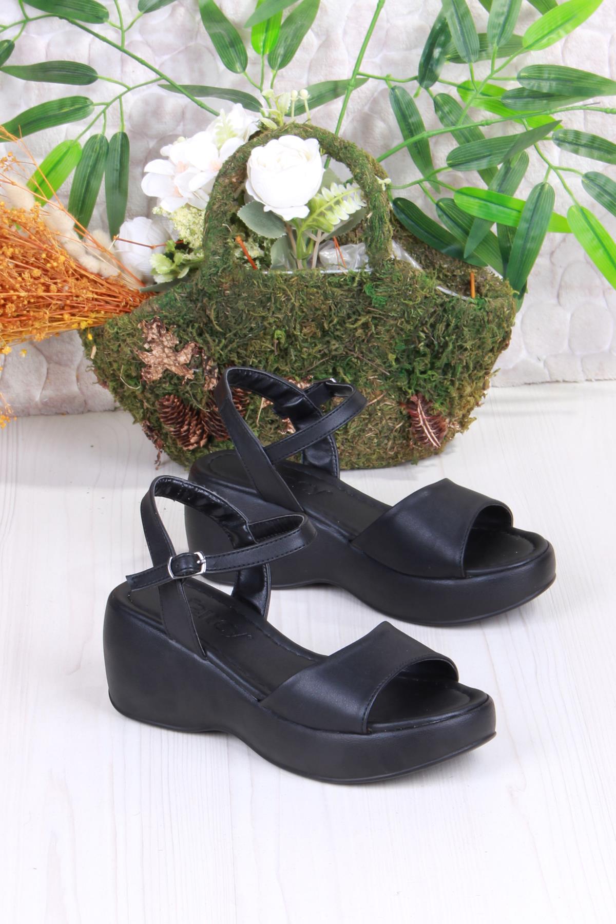 35400 Fancy Anatomik Rahat Toka Detaylı Dolgu Taban Kadın Sandalet - Görsel 4