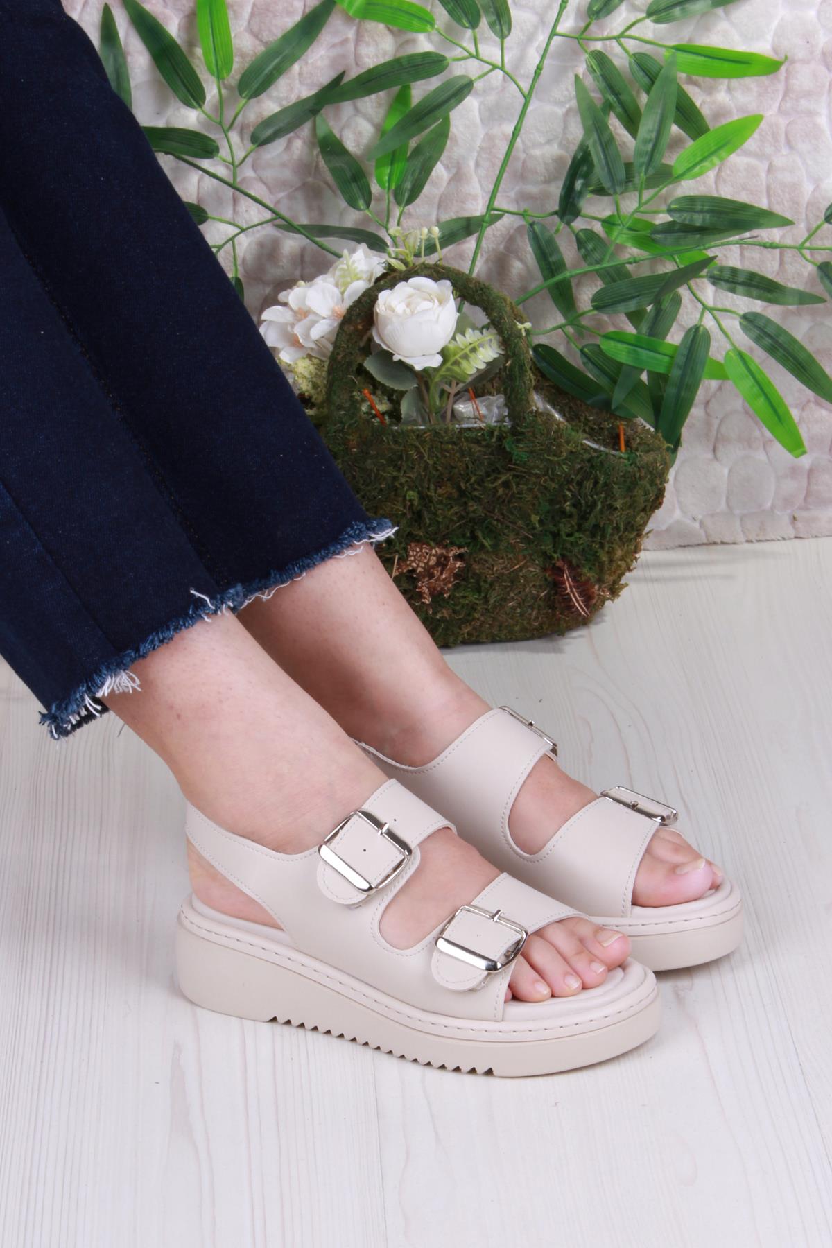 35602 Fancy Anatomik Rahat İki Tokalı Kadın Sandalet - Görsel 2