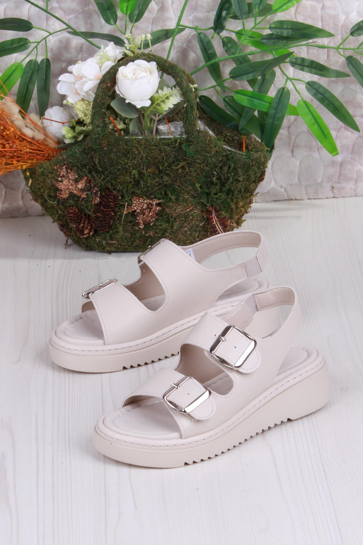 35602 Fancy Anatomik Rahat İki Tokalı Kadın Sandalet - Görsel 5