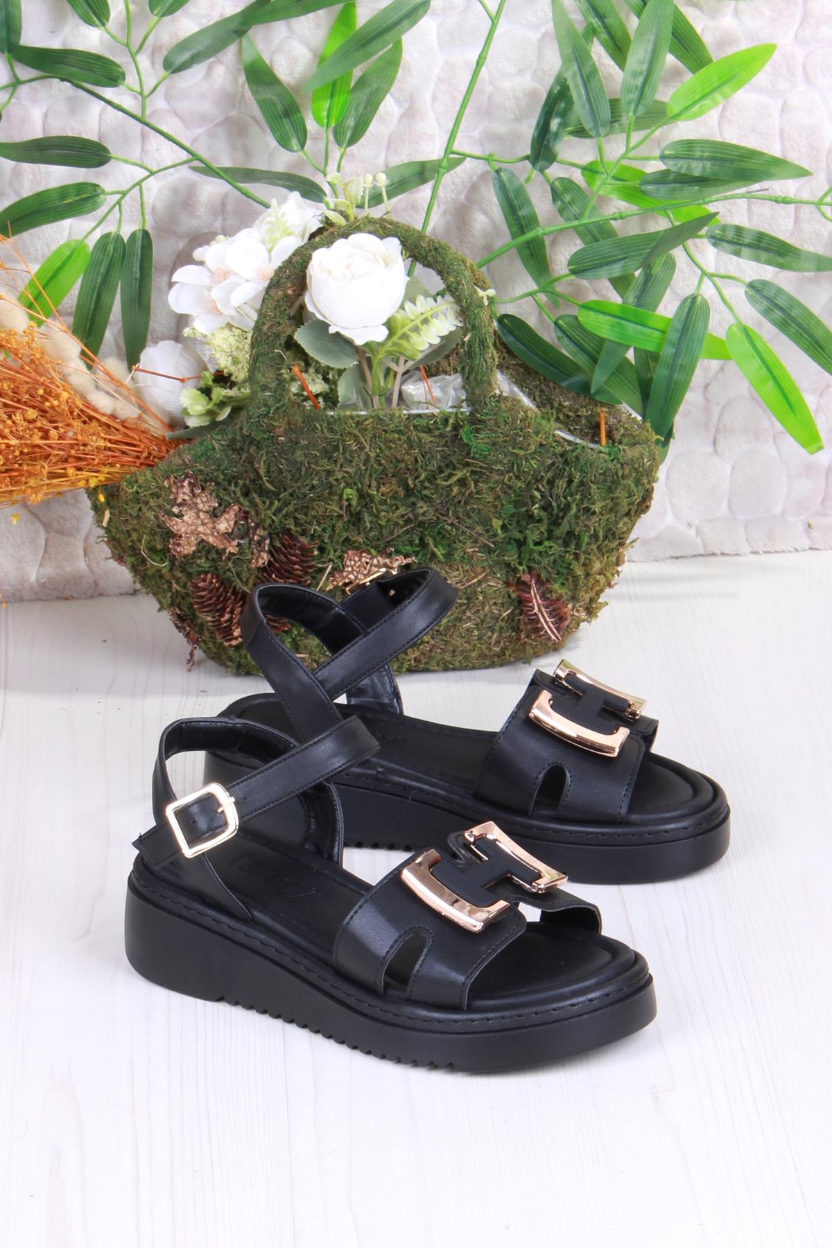 35611 Fancy Anatomik Rahat Toka Detaylı Kadın Sandalet - Görsel 4