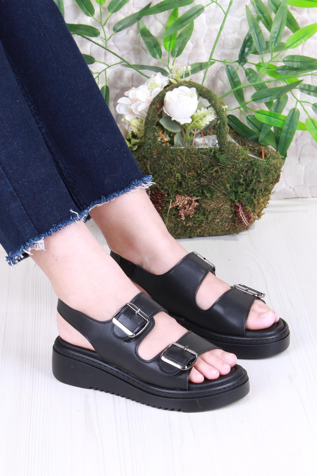 35602 Fancy Anatomik Rahat İki Tokalı Kadın Sandalet - Görsel 2