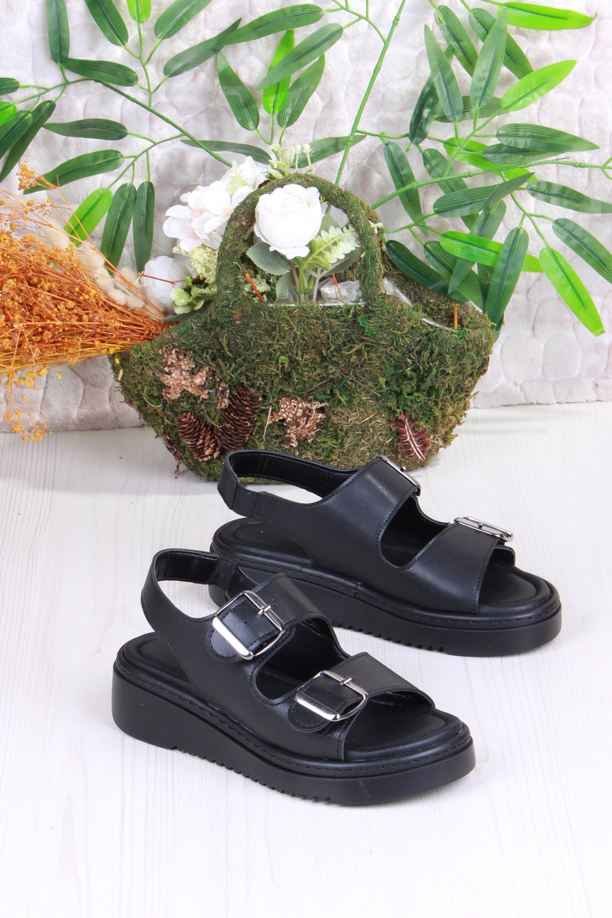 35602 Fancy Anatomik Rahat İki Tokalı Kadın Sandalet - Görsel 4